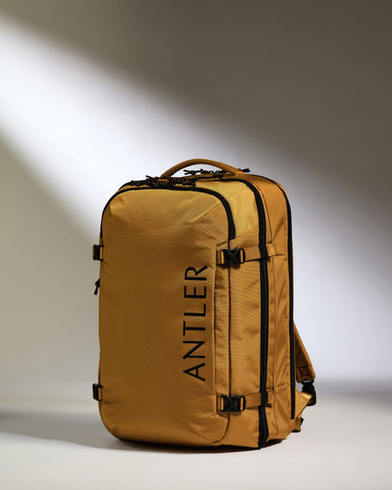 Antler Luggage -  Discovery 60L Backpack in Mustard Yellow - Backpack | Large Discovery 60L Backpack in Yellow | Rucksacks & Travel Bags