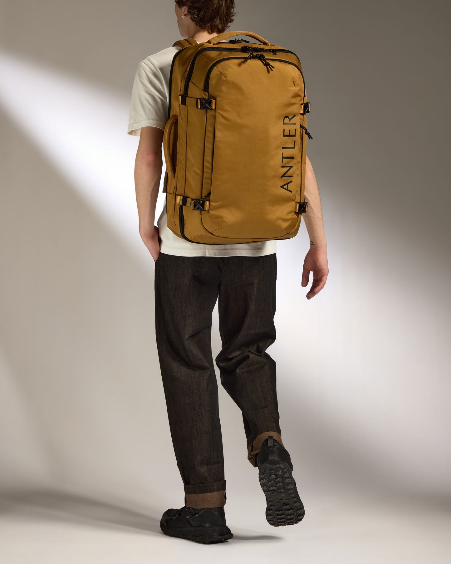 Antler Luggage -  Discovery 60L Backpack in Mustard Yellow - Backpack | Large Discovery 60L Backpack in Yellow | Rucksacks & Travel Bags