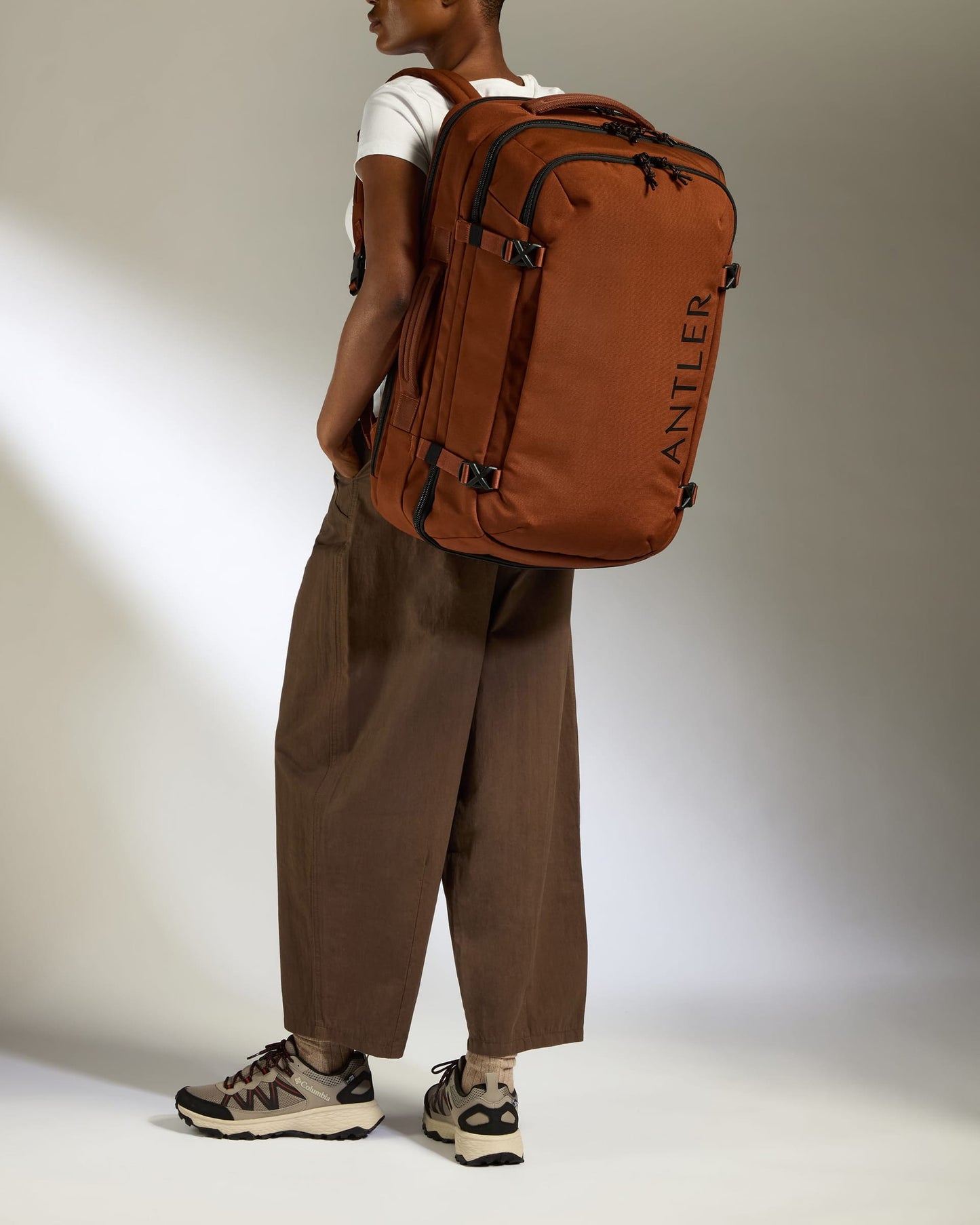 Antler Luggage -  Discovery 60L Hybrid Duffle Backpack in Clay Brown - Backpack | Large Discovery 60L Backpack in Clay | Rucksacks & Travel Bags