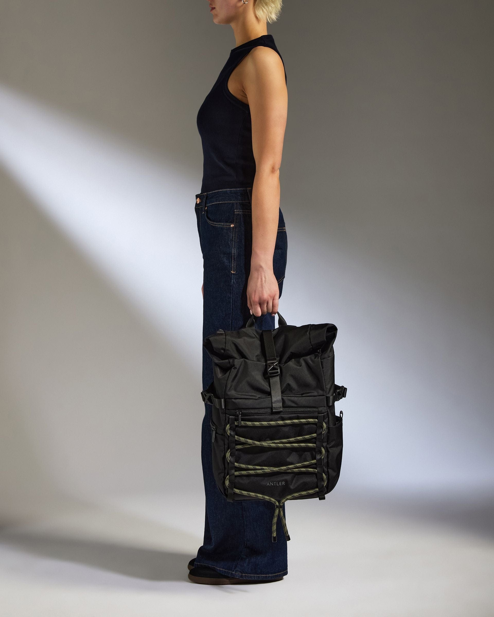 Antler Luggage -  Discovery Roll Top Backpack in Carbon Black - Backpack Discovery Roll Top Backpack in Carbon Black | Rucksacks & Travel Bags