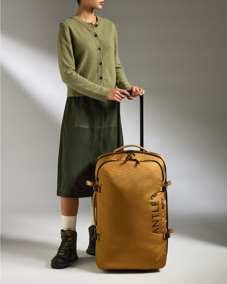 Antler Luggage -  Discovery Wheeled Duffel in Mustard Yellow - Wheeled Duffle Discovery Wheeled Duffel in Yellow | Holdall Bag & Suitcase