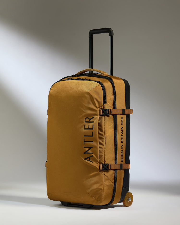 Antler Luggage -  Discovery Wheeled Duffel in Mustard Yellow - Wheeled Duffle Discovery Wheeled Duffel in Yellow | Holdall Bag & Suitcase