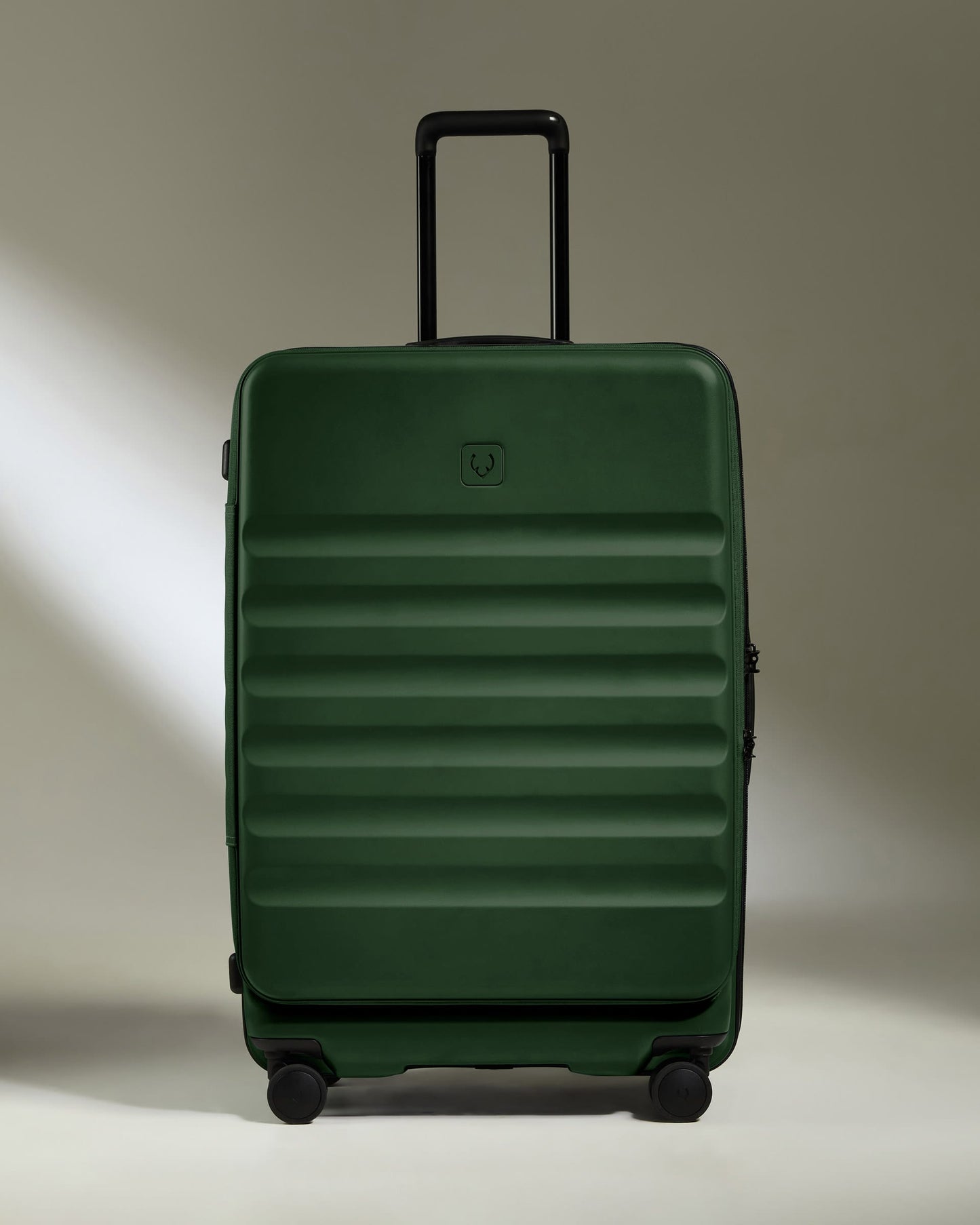 Antler Luggage -  Dual Opening Large Suitcase in Antler Green - Icon Stripe - Hard Suitcase - Large Dual Opening Large Suitcase in Green - Icon Stripe | Lightweight & Hard Shell Suitcase