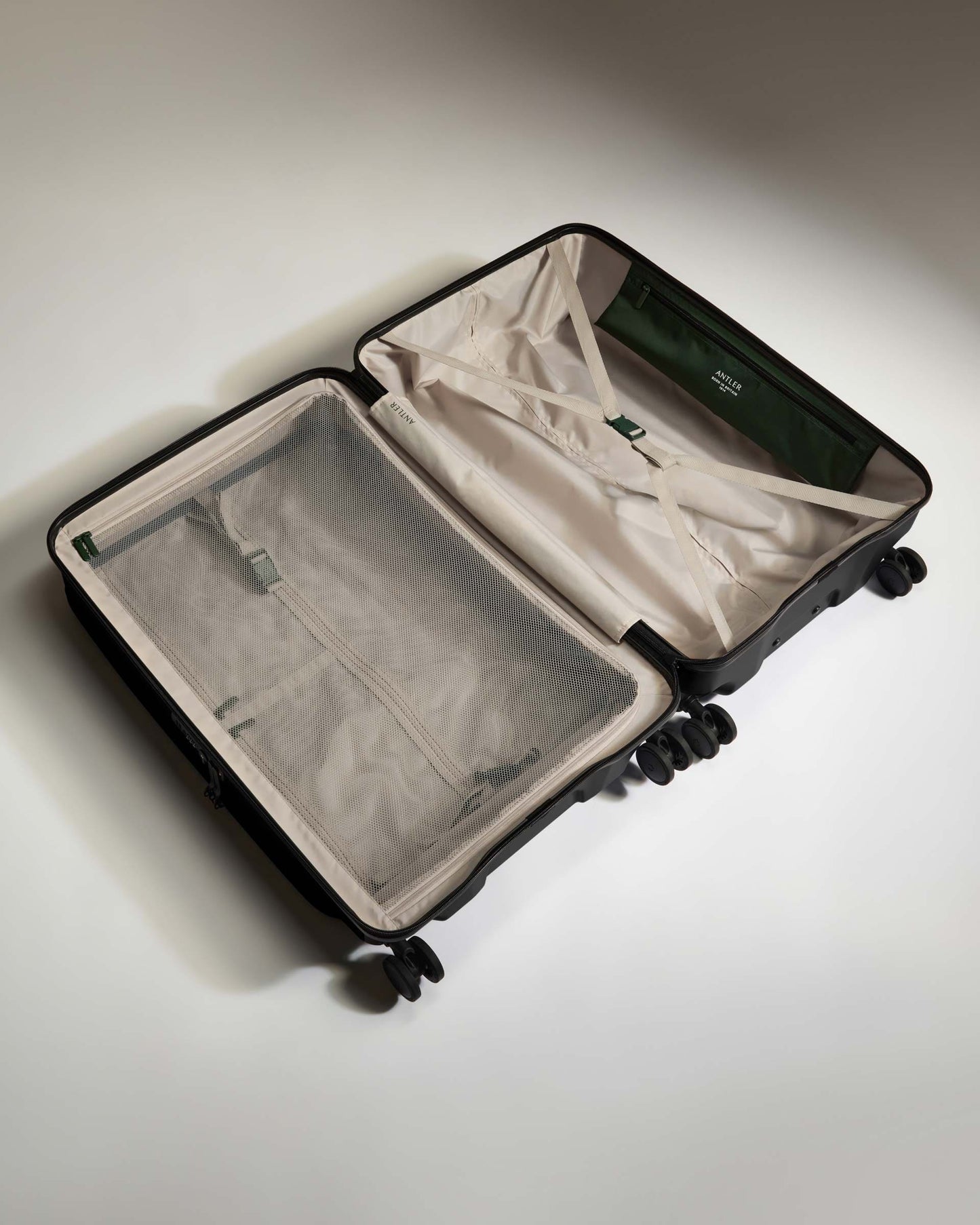 Antler Luggage -  Dual Opening Large Suitcase in Black - Icon Stripe - Hard Suitcase - Large Dual Opening Large Suitcase in Black - Icon Stripe | Lightweight & Hard Shell Suitcase