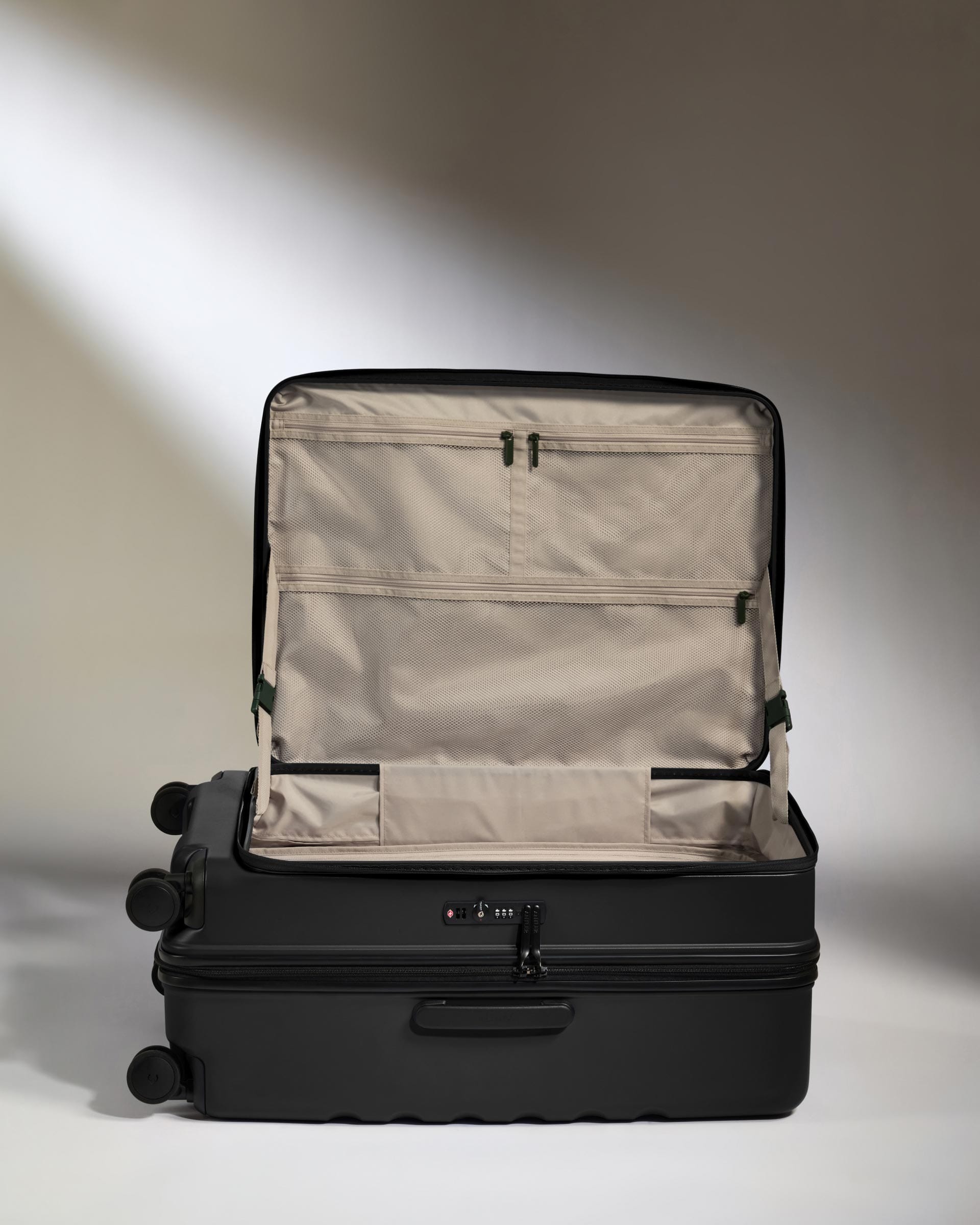 Antler Luggage -  Dual Opening Large Suitcase in Black - Icon Stripe - Hard Suitcase - Large Dual Opening Large Suitcase in Black - Icon Stripe | Lightweight & Hard Shell Suitcase