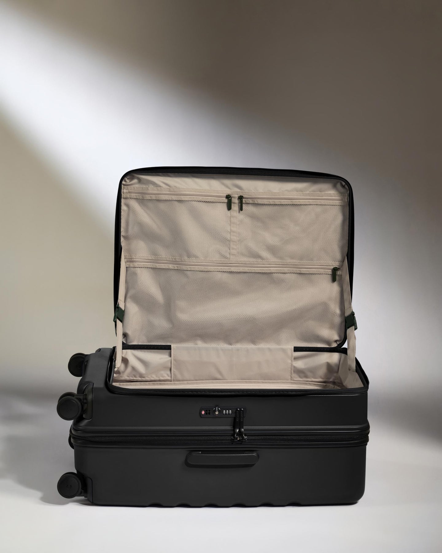 Antler Luggage -  Dual Opening Large Suitcase in Black - Icon Stripe - Hard Suitcase - Large Dual Opening Large Suitcase in Black - Icon Stripe | Lightweight & Hard Shell Suitcase