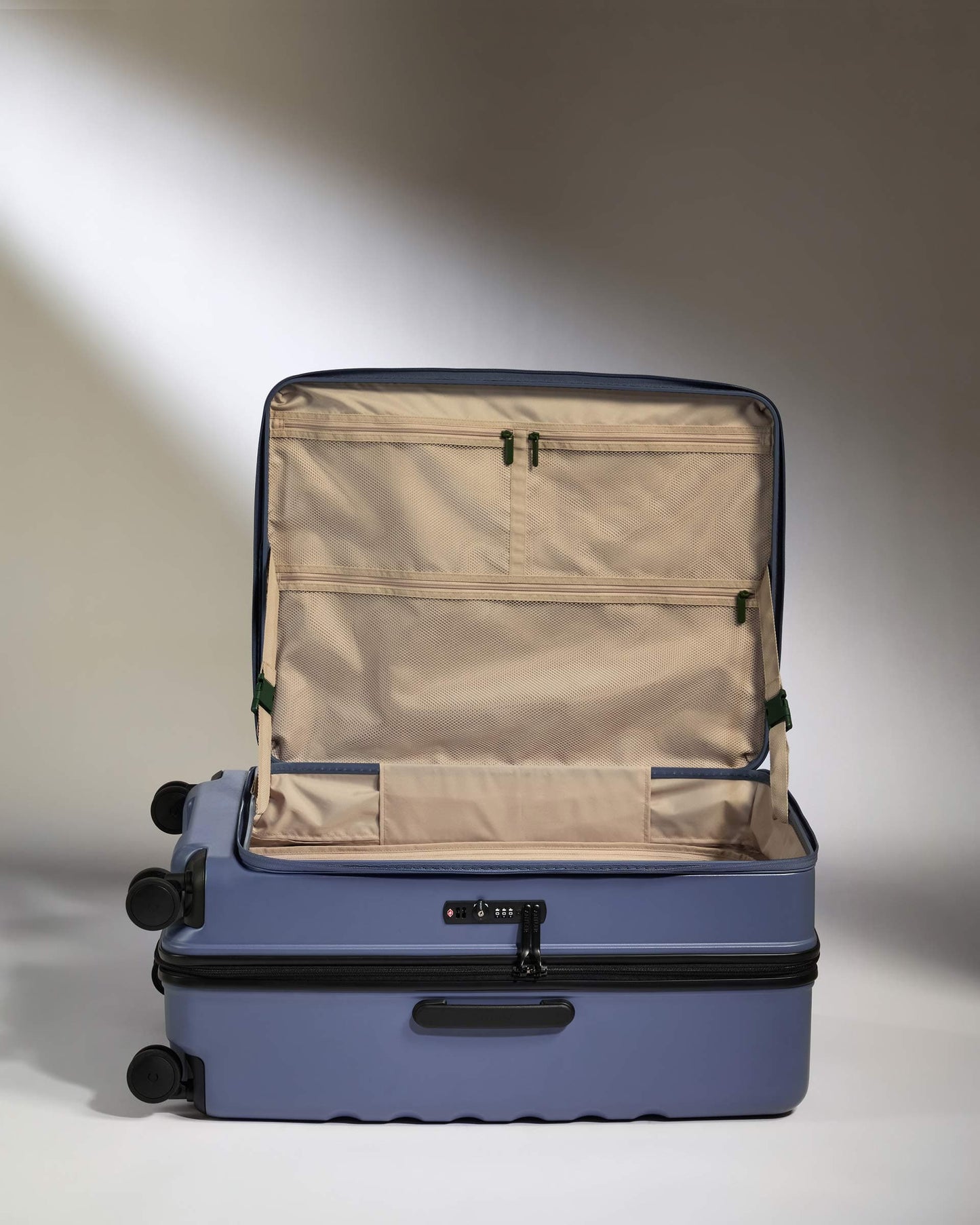 Antler Luggage -  Dual Opening Large Suitcase in Ocean Blue - Icon Stripe - Hard Suitcase - Large Icon Stripe Large | Blue Dual Opening Checked Suitcase