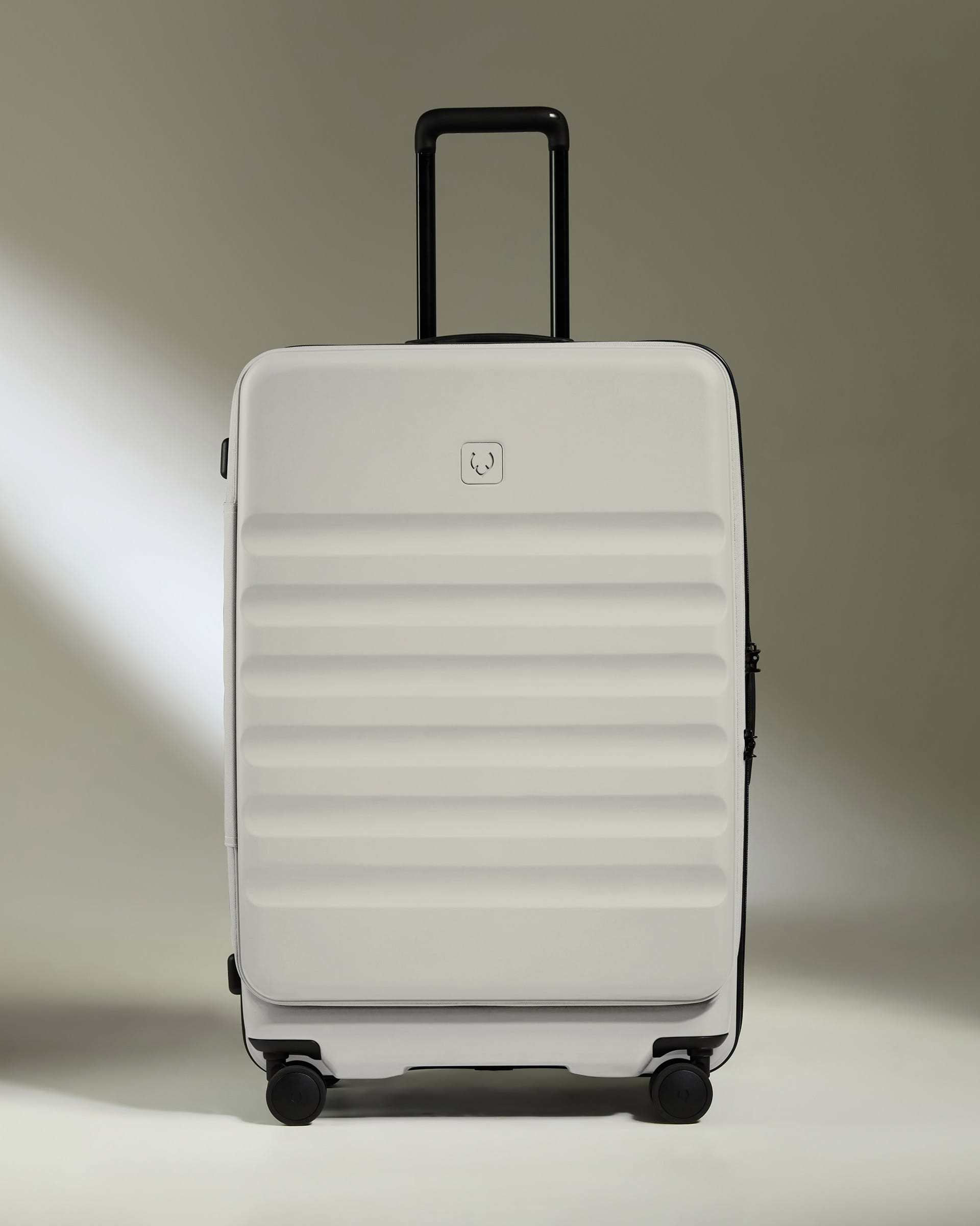 Antler Luggage -  Dual Opening Large Suitcase in Taupe - Icon Stripe - Hard Suitcase - Large Dual Opening Large Suitcase in Taupe - Icon Stripe | Lightweight & Hard Shell Suitcase