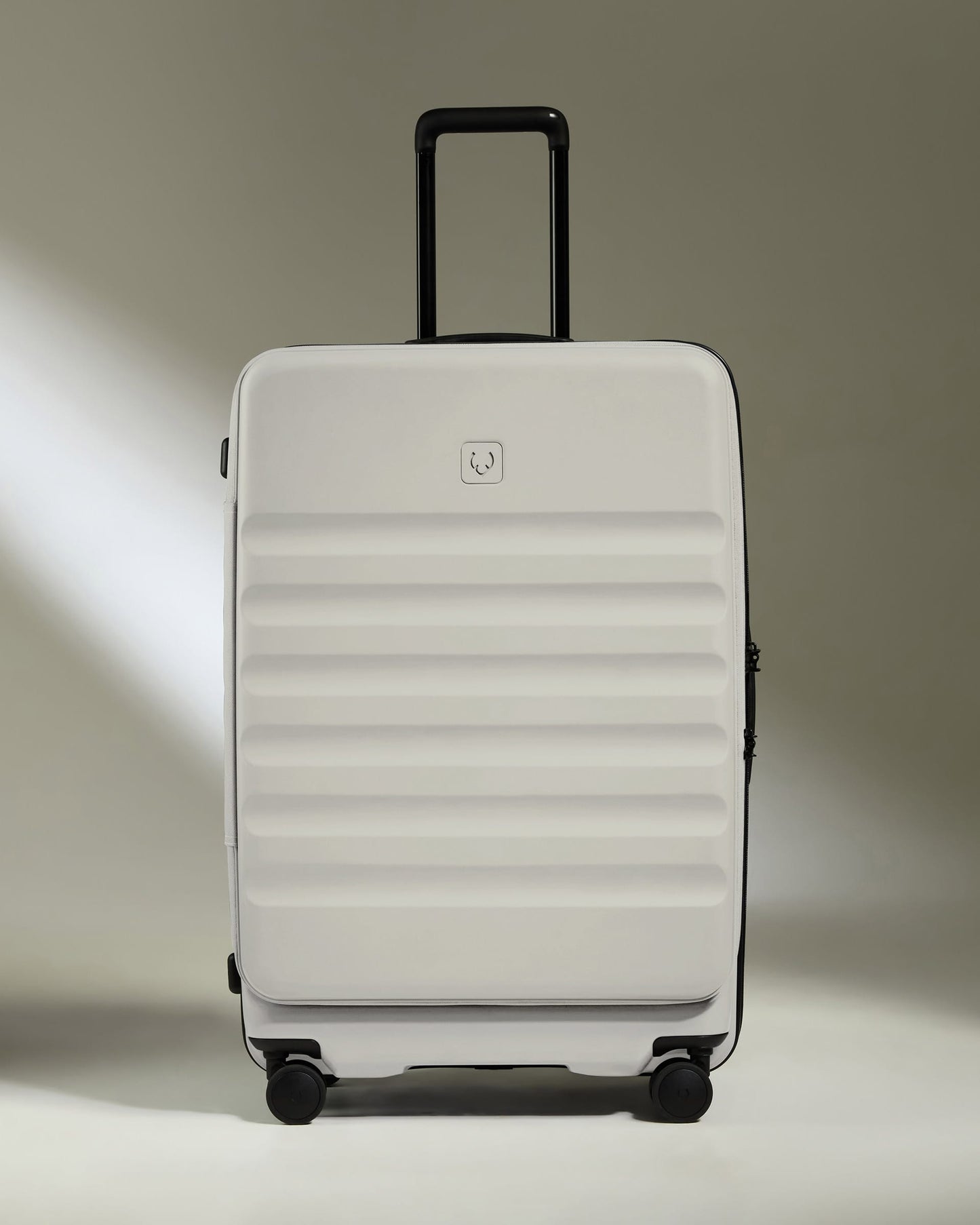 Antler Luggage -  Dual Opening Large Suitcase in Taupe - Icon Stripe - Hard Suitcase - Large Dual Opening Large Suitcase in Taupe - Icon Stripe | Lightweight & Hard Shell Suitcase