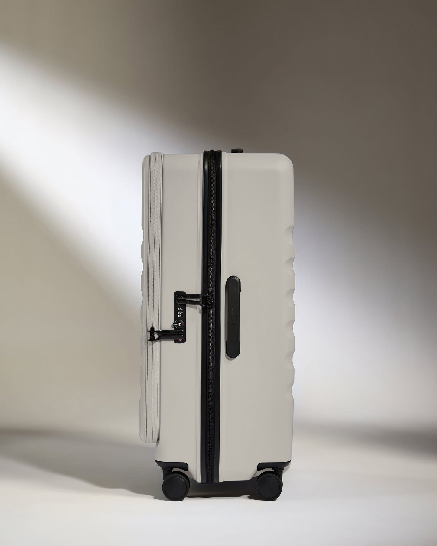 Antler Luggage -  Dual Opening Large Suitcase in Taupe - Icon Stripe - Hard Suitcase - Large Dual Opening Large Suitcase in Taupe - Icon Stripe | Lightweight & Hard Shell Suitcase