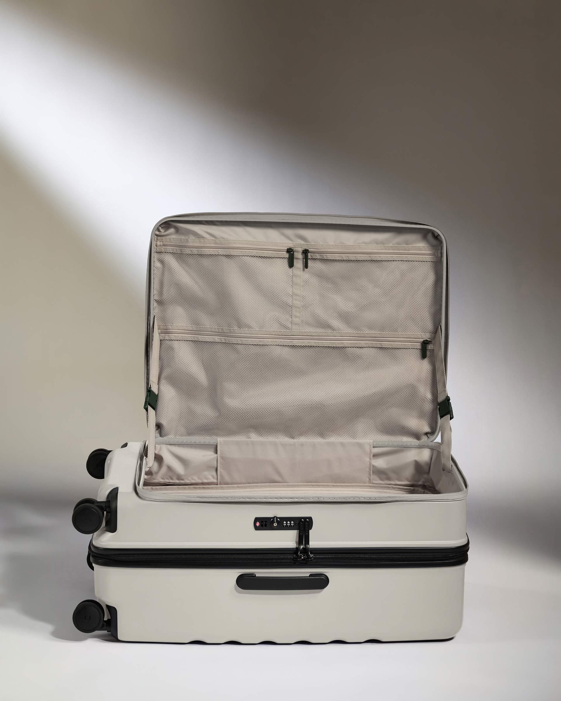 Antler Luggage -  Dual Opening Large Suitcase in Taupe - Icon Stripe - Hard Suitcase - Large Dual Opening Large Suitcase in Taupe - Icon Stripe | Lightweight & Hard Shell Suitcase