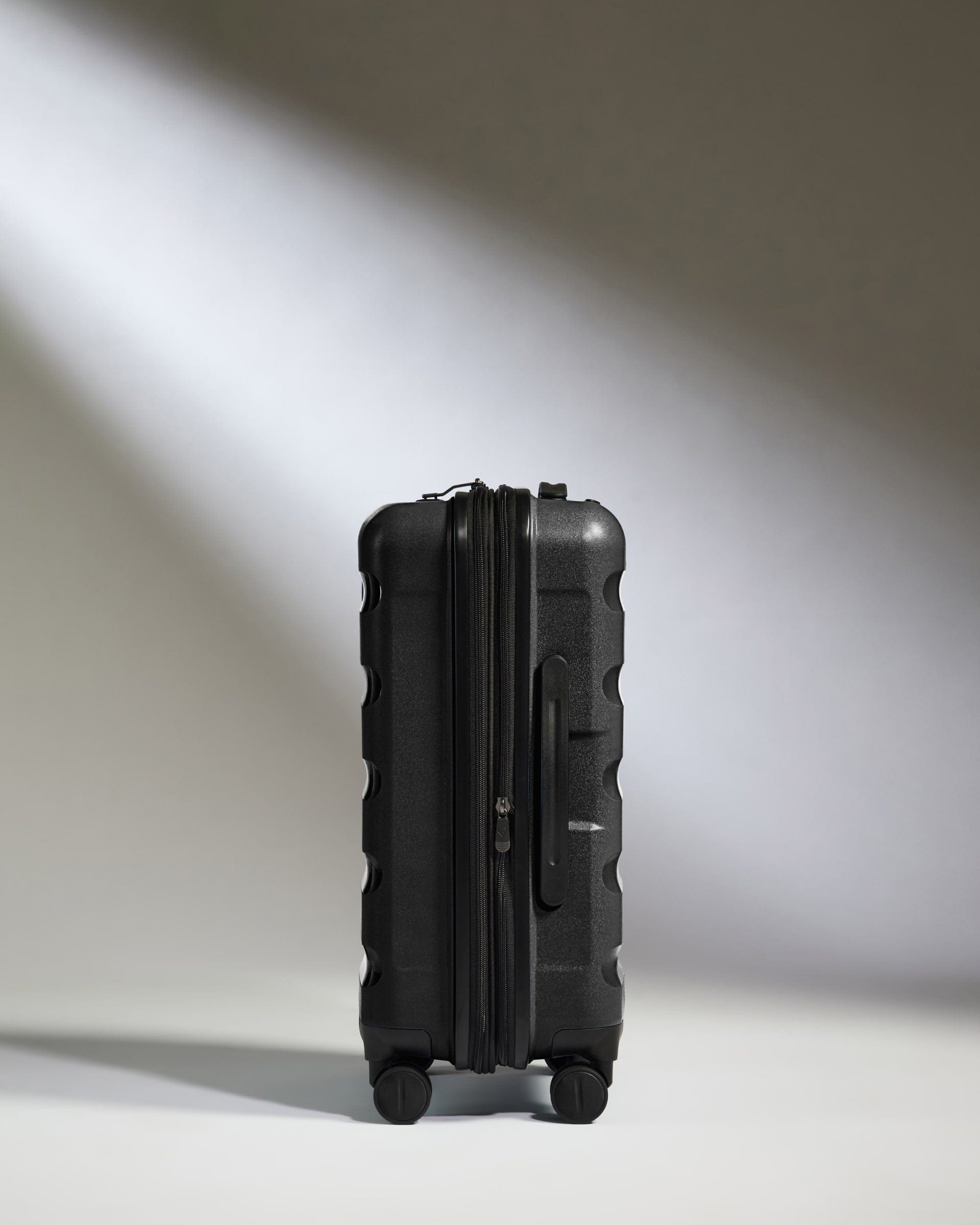 Antler Luggage -  Expandable Cabin Suitcase in Black - Logo Stripe - Hard Suitcase - Expander Cabin Expandable Cabin Suitcase Black - Logo Stripe | Lightweight Hard Shell Luggage