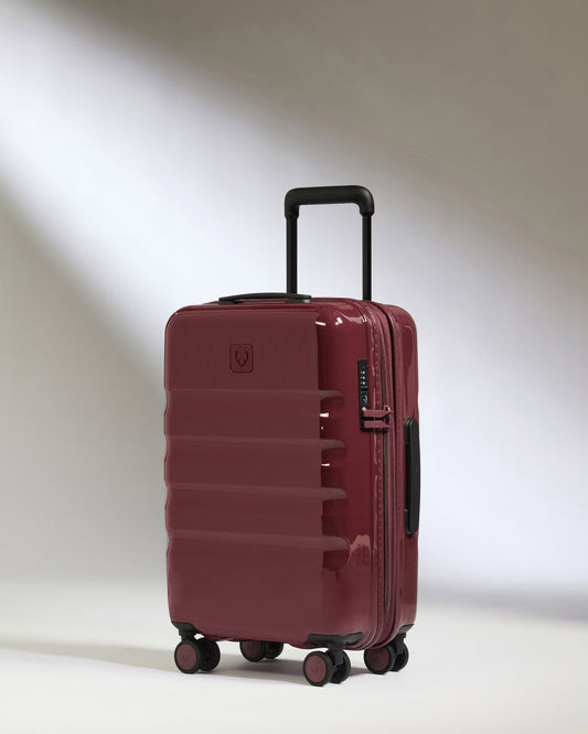 Antler Luggage -  Expandable Cabin Suitcase in Cedar Red Gloss - Icon Stripe - Hard Suitcase Expandable Cabin Suitcase in Red Gloss - Icon Stripe | Lightweight & Hard Shell Suitcase