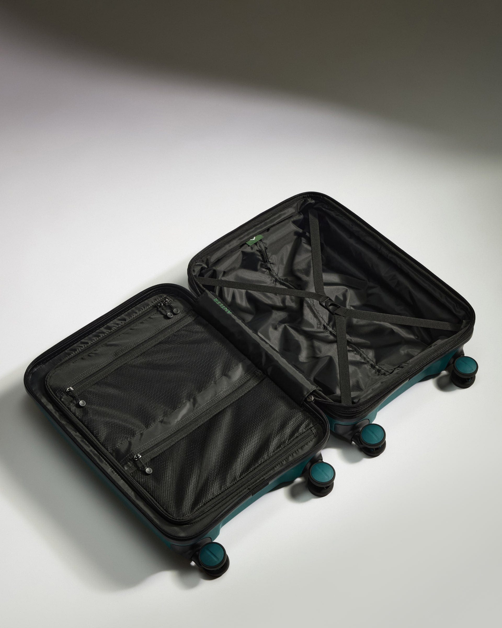 Antler Luggage -  Expandable Cabin Suitcase in Deep Teal - Logo Stripe - Hard Suitcase - Expander Cabin Expandable Cabin Suitcase Deep Teal - Logo Stripe | Lightweight Hard Shell Luggage