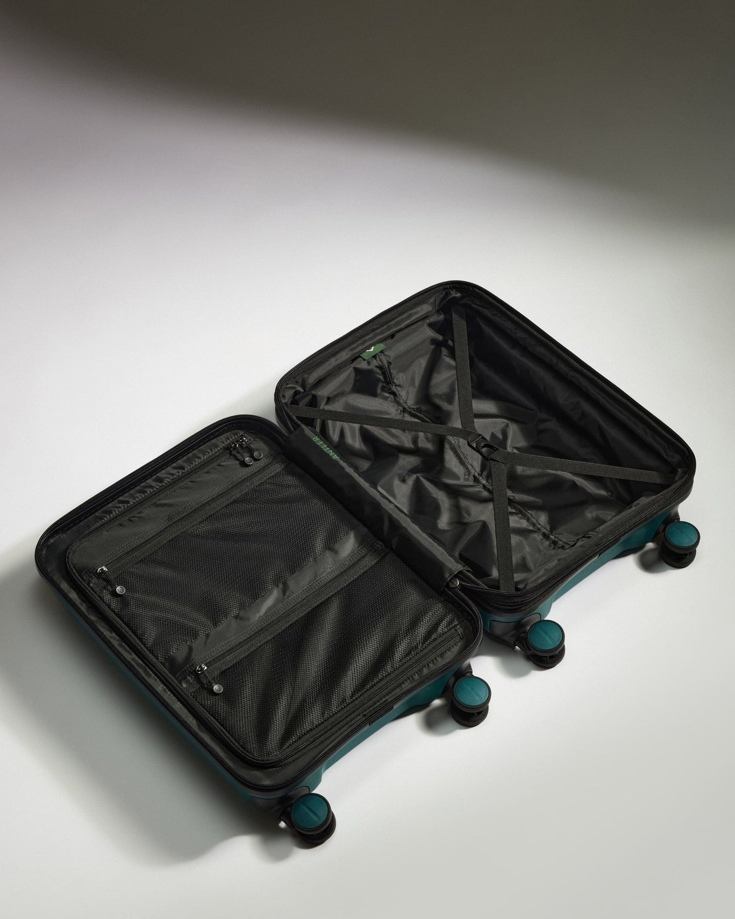 Antler Luggage -  Expandable Cabin Suitcase in Deep Teal - Logo Stripe - Hard Suitcase - Expander Cabin Expandable Cabin Suitcase Deep Teal - Logo Stripe | Lightweight Hard Shell Luggage