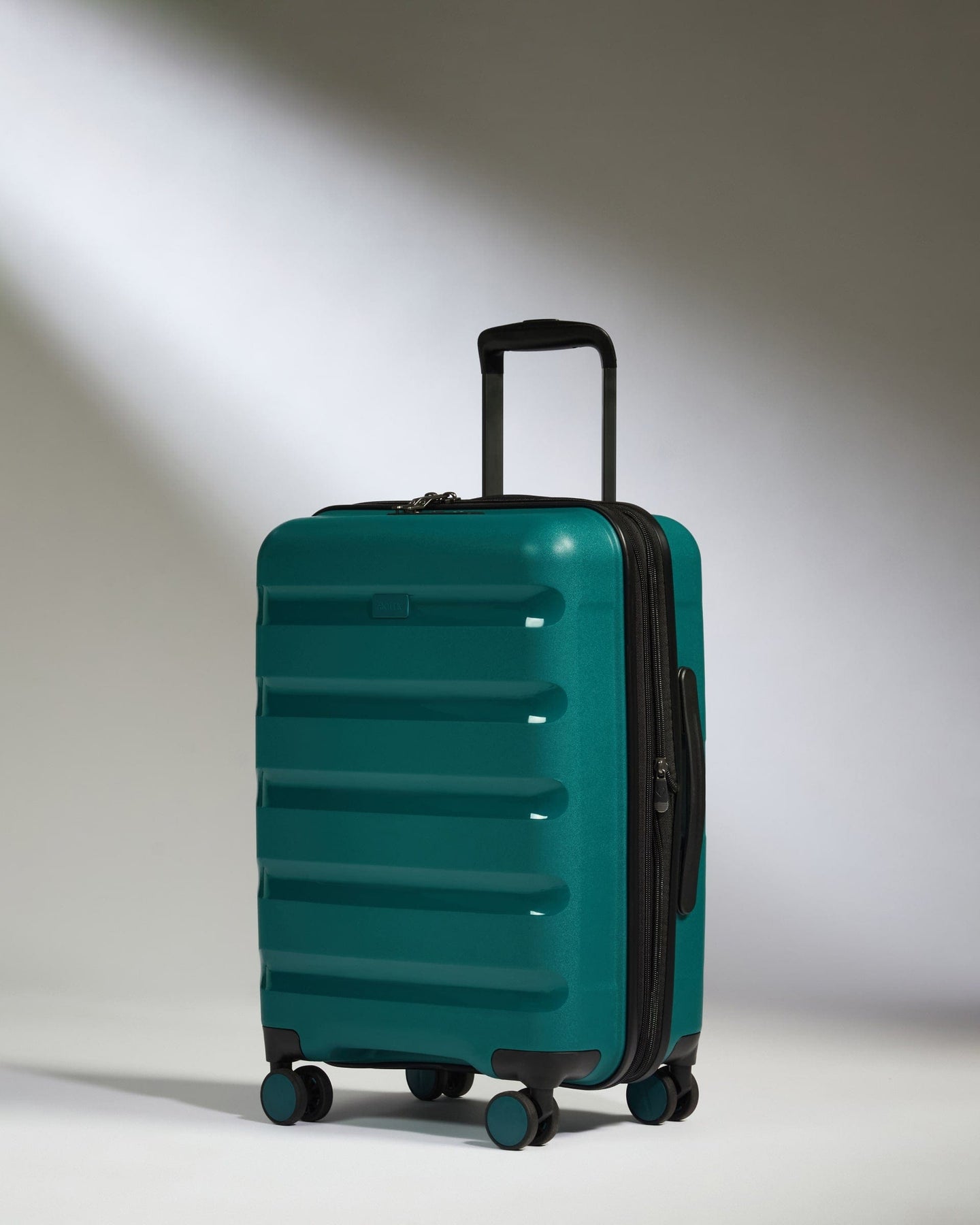 Antler Luggage -  Expandable Cabin Suitcase in Deep Teal - Logo Stripe - Hard Suitcase - Expander Cabin Expandable Cabin Suitcase Deep Teal - Logo Stripe | Lightweight Hard Shell Luggage