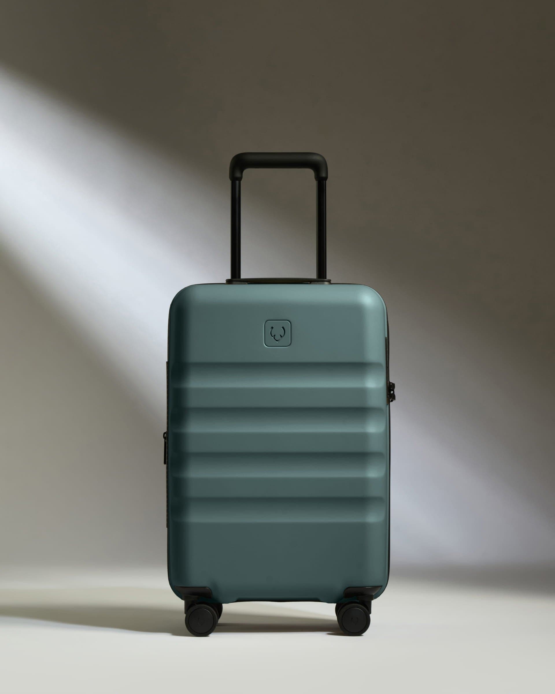 Antler Luggage -  Expandable Cabin Suitcase in Glade Blue - Icon Stripe - Hard Suitcase - Expander Cabin Expandable Cabin Suitcase in Blue - Icon Stripe | Lightweight & Hard Shell Suitcase