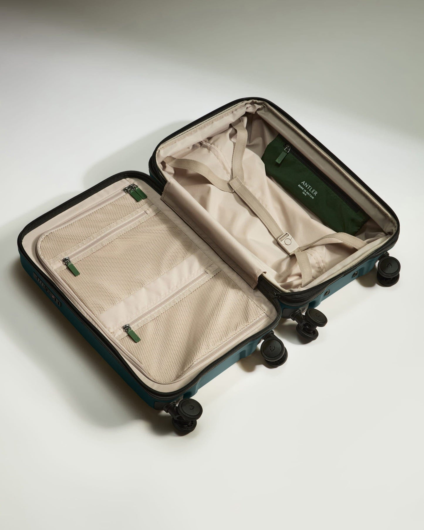 Antler Luggage -  Expandable Cabin Suitcase in Glade Blue - Icon Stripe - Hard Suitcase - Expander Cabin Expandable Cabin Suitcase in Blue - Icon Stripe | Lightweight & Hard Shell Suitcase