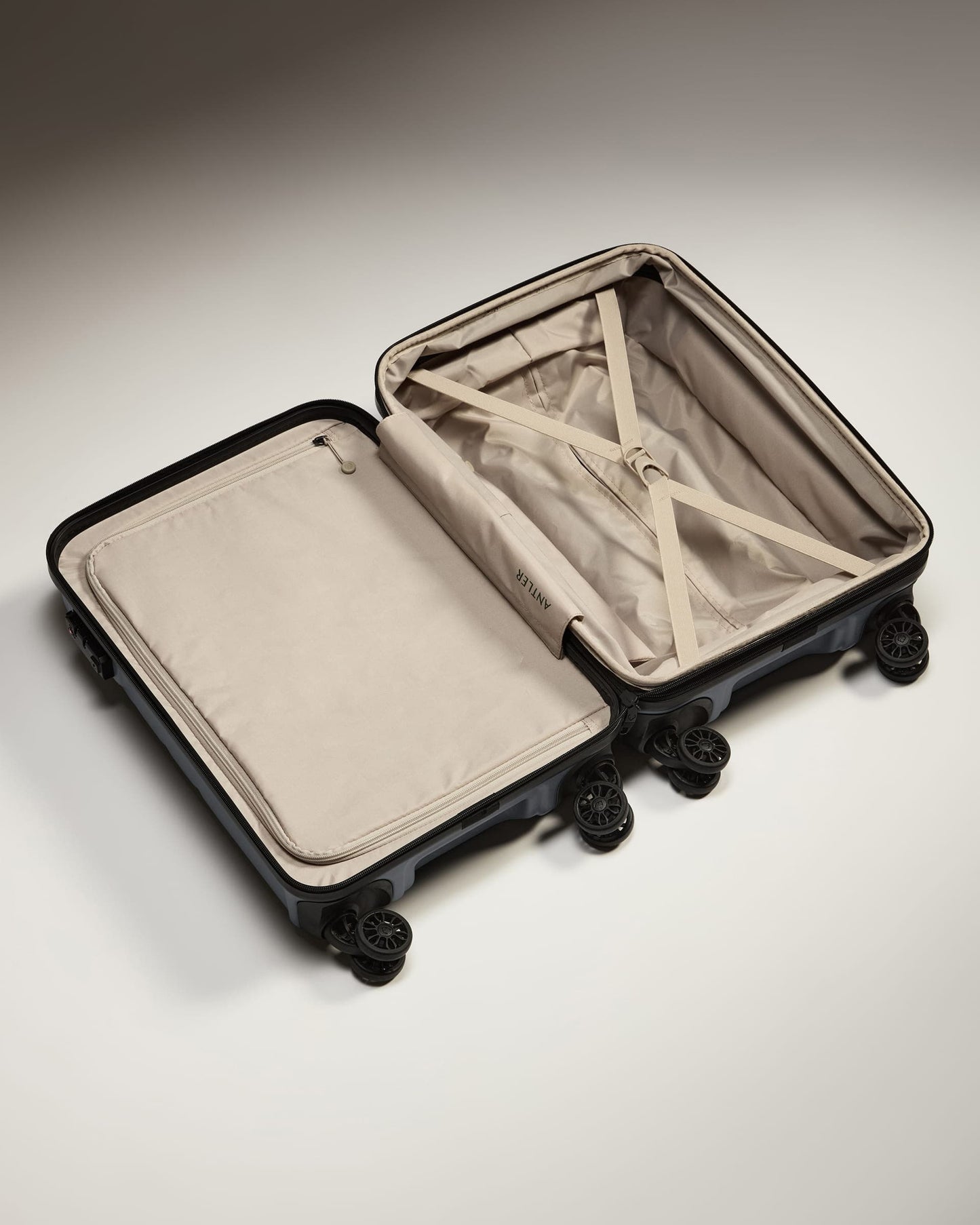Antler Luggage -  Expandable Cabin Suitcase in Granite - Logo - Hard Suitcase - Standard Cabin Expandable Cabin Suitcase Grey| Lightweight Hard Shell Luggage