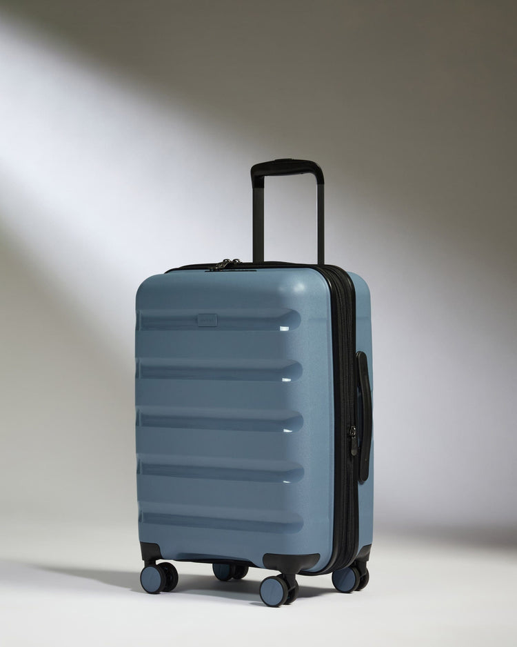 Antler Luggage -  Expandable Cabin Suitcase in Light Blue - Logo Stripe - Hard Suitcase - Expander Cabin Expandable Cabin Suitcase Light Blue - Logo Stripe | Lightweight Hard Shell Luggage