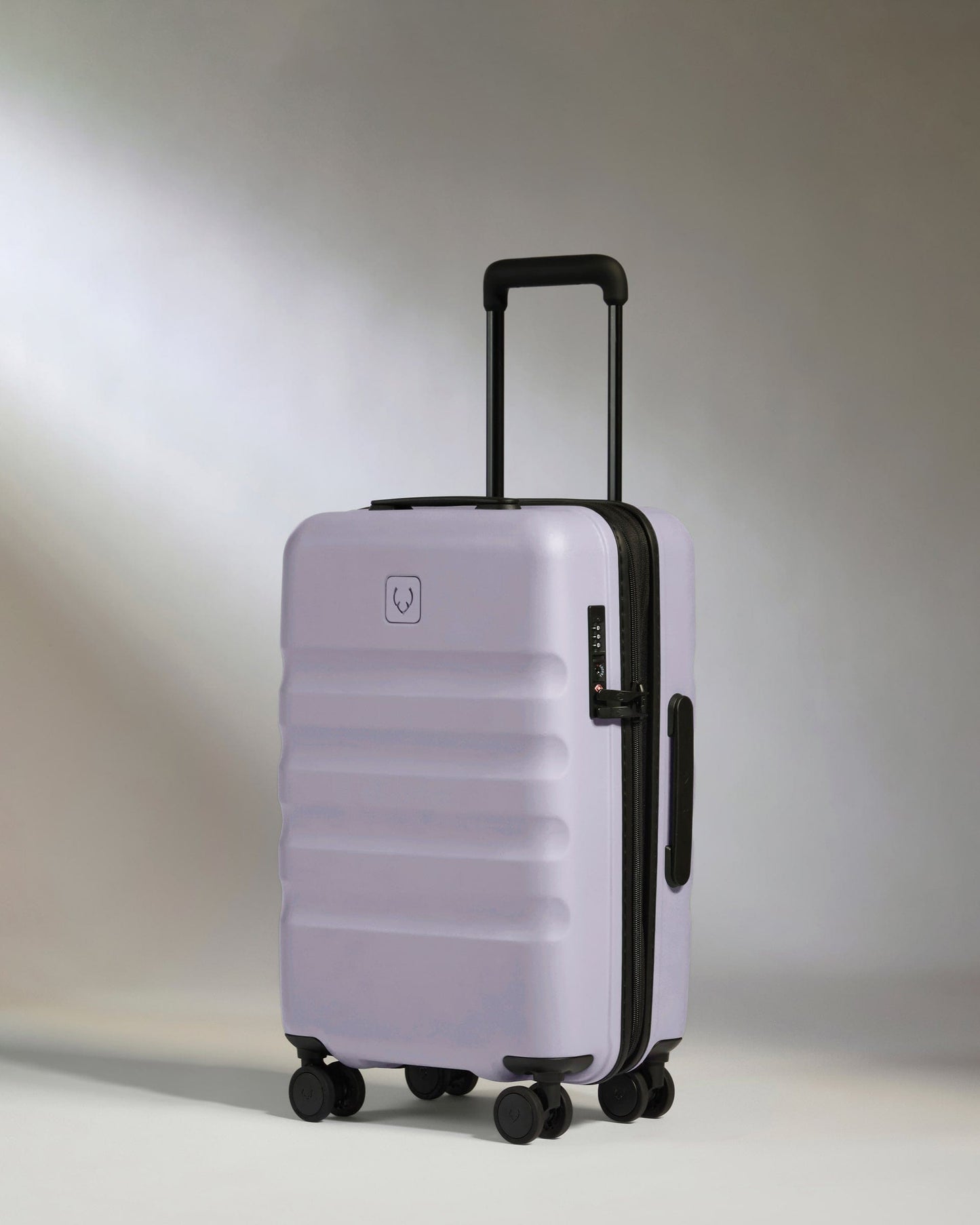 Antler Luggage -  Expandable Cabin Suitcase in Meadow Purple - Icon Stripe - Hard Suitcase - Expander Cabin Icon Stripe Cabin with Expander in Light Purple | Lightweight & Hard Shell Suitcase