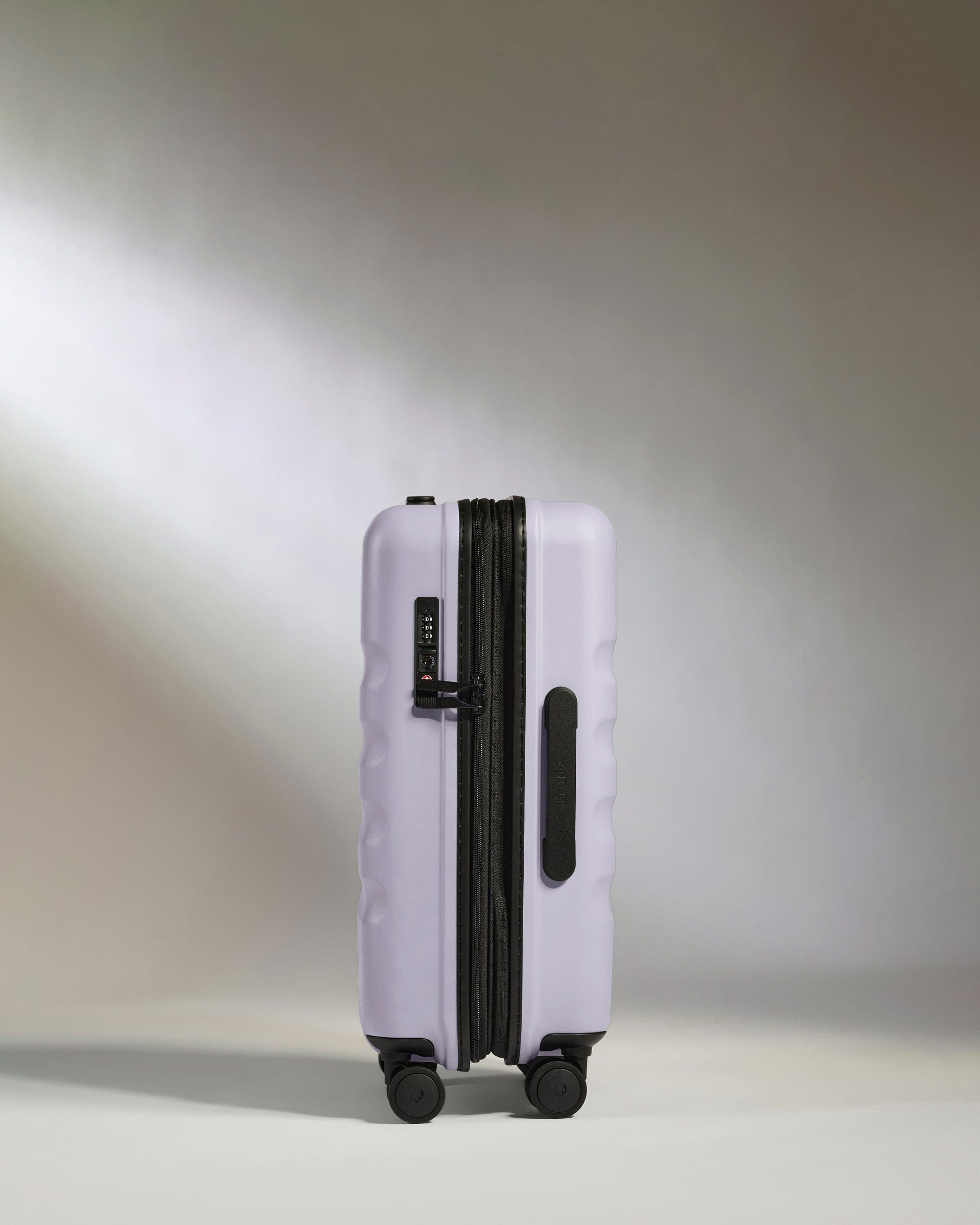 Antler Luggage -  Expandable Cabin Suitcase in Meadow Purple - Icon Stripe - Hard Suitcase - Expander Cabin Icon Stripe Cabin with Expander in Light Purple | Lightweight & Hard Shell Suitcase