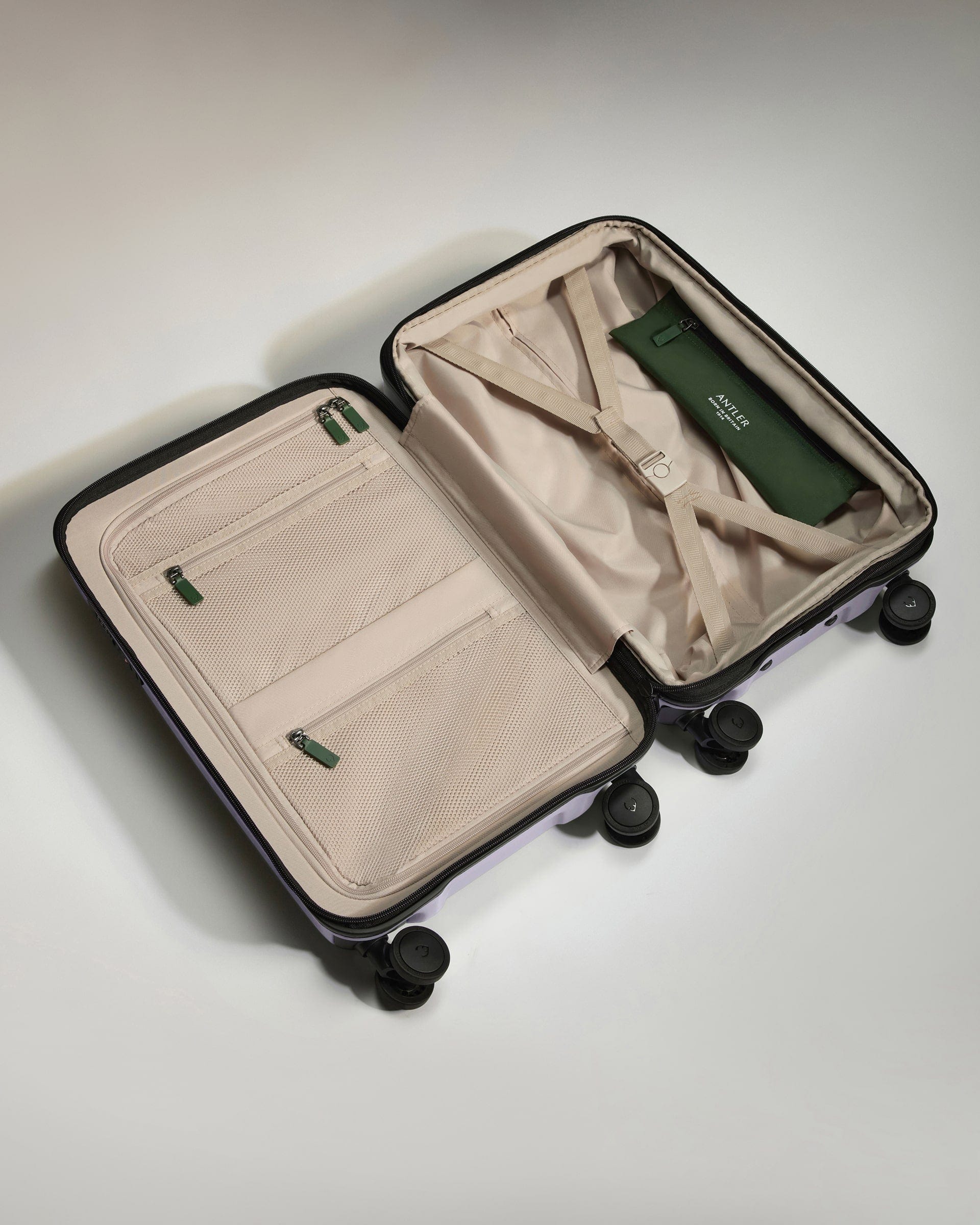 Antler Luggage -  Expandable Cabin Suitcase in Meadow Purple - Icon Stripe - Hard Suitcase - Expander Cabin Icon Stripe Cabin with Expander in Light Purple | Lightweight & Hard Shell Suitcase