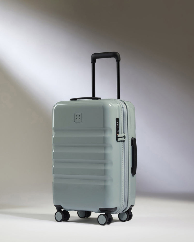 Antler Luggage -  Expandable Cabin Suitcase in Mist Blue Gloss - Icon Stripe - Hard Suitcase Expandable Cabin Suitcase in Blue Gloss - Icon Stripe | Lightweight & Hard Shell Suitcase