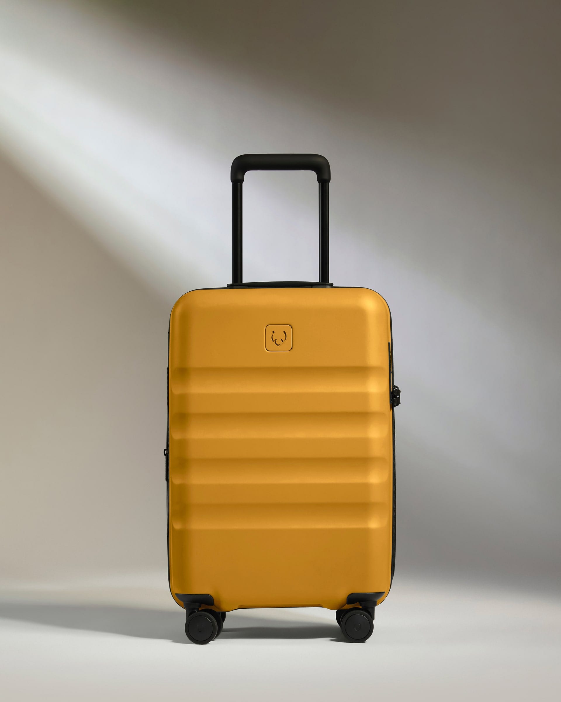 Antler Luggage -  Expandable Cabin Suitcase in Mustard Yellow - Icon Stripe - Hard Suitcase - Expander Cabin Icon Stripe Cabin with Expander in Dark Yellow | Lightweight & Hard Shell Suitcase
