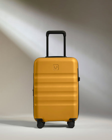 Antler Luggage -  Expandable Cabin Suitcase in Mustard Yellow - Icon Stripe - Hard Suitcase - Expander Cabin Icon Stripe Cabin with Expander in Dark Yellow | Lightweight & Hard Shell Suitcase
