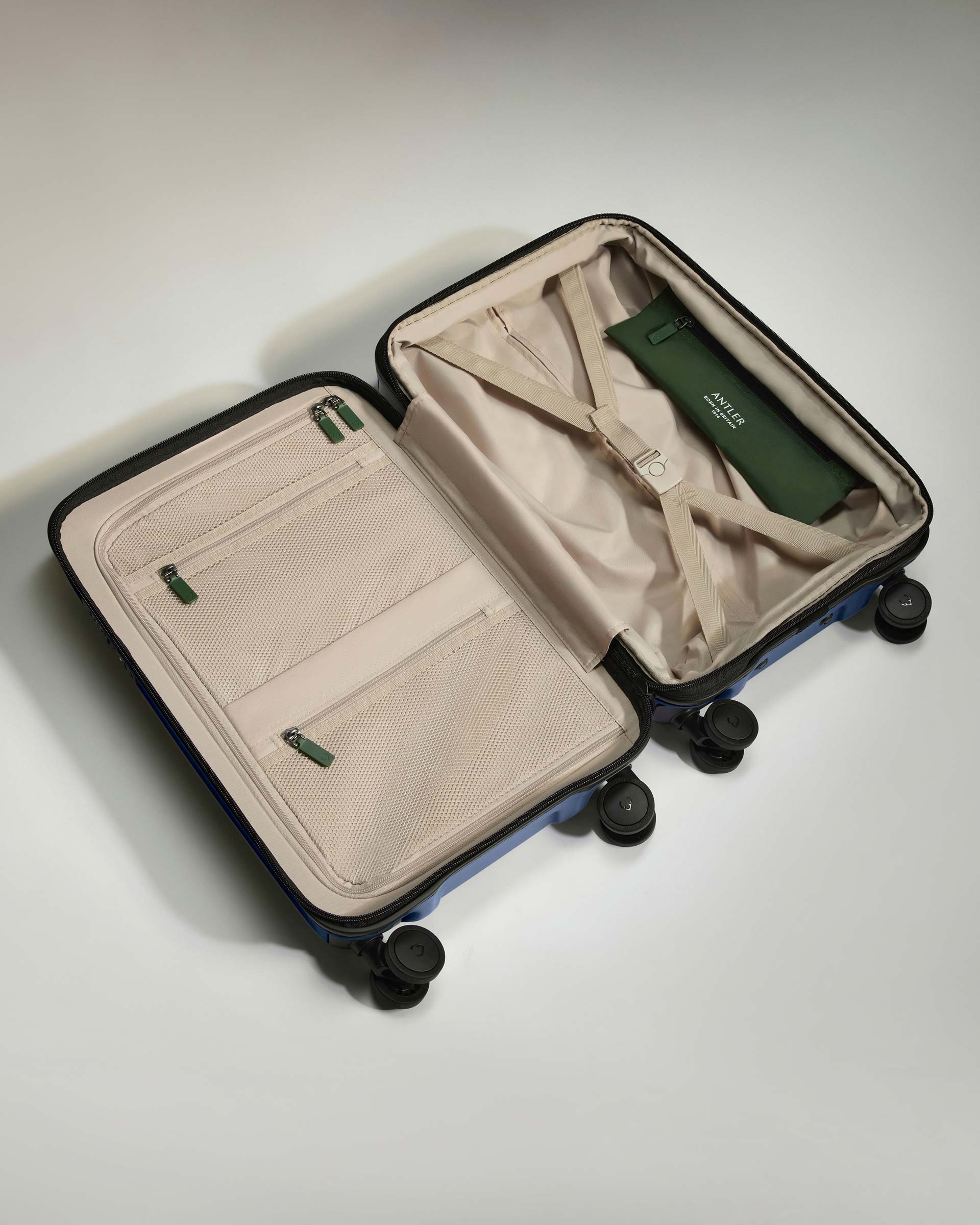Antler Luggage -  Expandable Cabin Suitcase in Ocean Blue - Icon Stripe - Hard Suitcase Expandable Cabin Suitcase in Blue - Icon Stripe | Lightweight & Hard Shell Suitcase