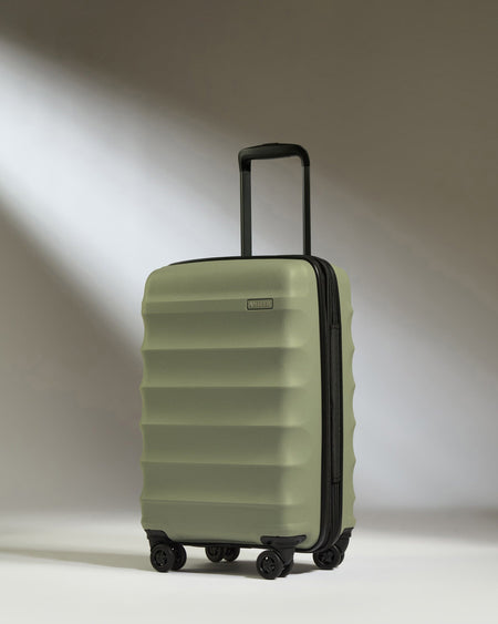 Antler Luggage -  Expandable Cabin Suitcase in Olive Green  - Juno - Hard Suitcase - Expander Cabin Cabin Suitcase with Expander in Olive Green - Juno | Carry-on Luggage