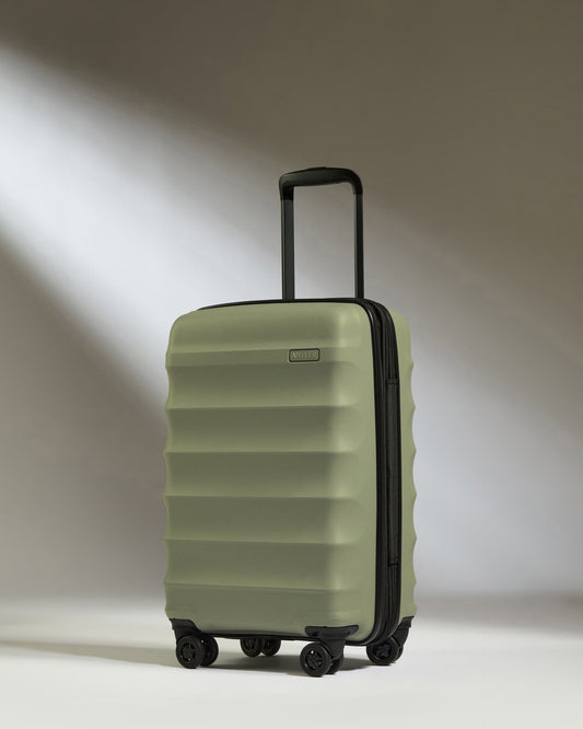 Antler Luggage -  Expandable Cabin Suitcase in Olive Green  - Juno - Hard Suitcase - Expander Cabin Cabin Suitcase with Expander in Olive Green - Juno | Carry-on Luggage