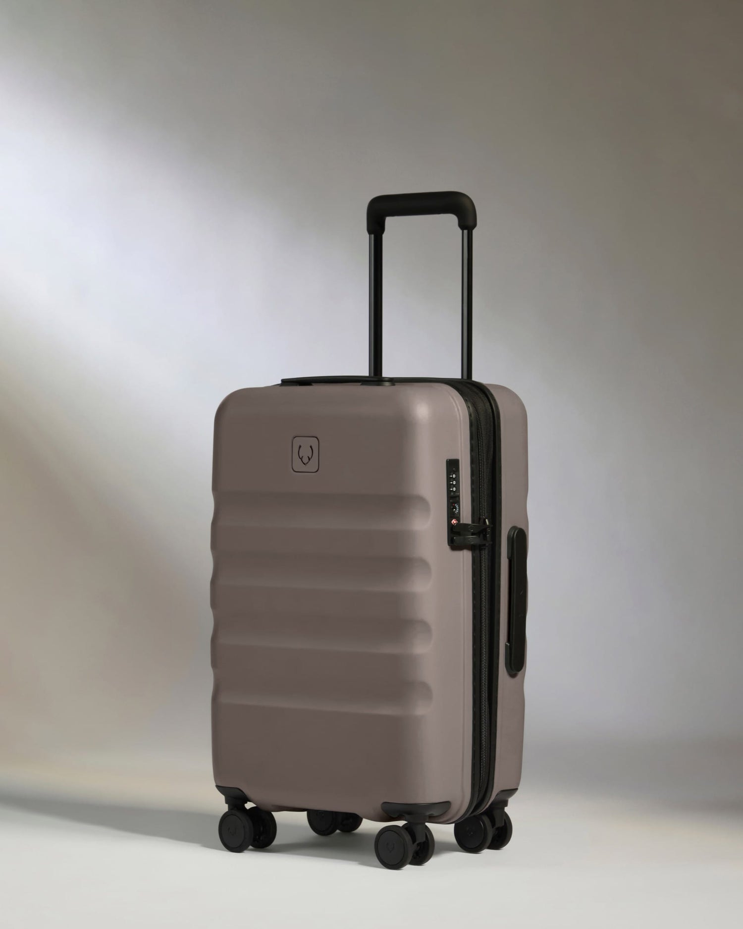 Antler Luggage -  Expandable Cabin Suitcase in Pebble Grey - Icon Stripe - Hard Suitcase - Expander Cabin Expandable Cabin Suitcase in Grey - Icon Stripe | Lightweight & Hard Shell Suitcase