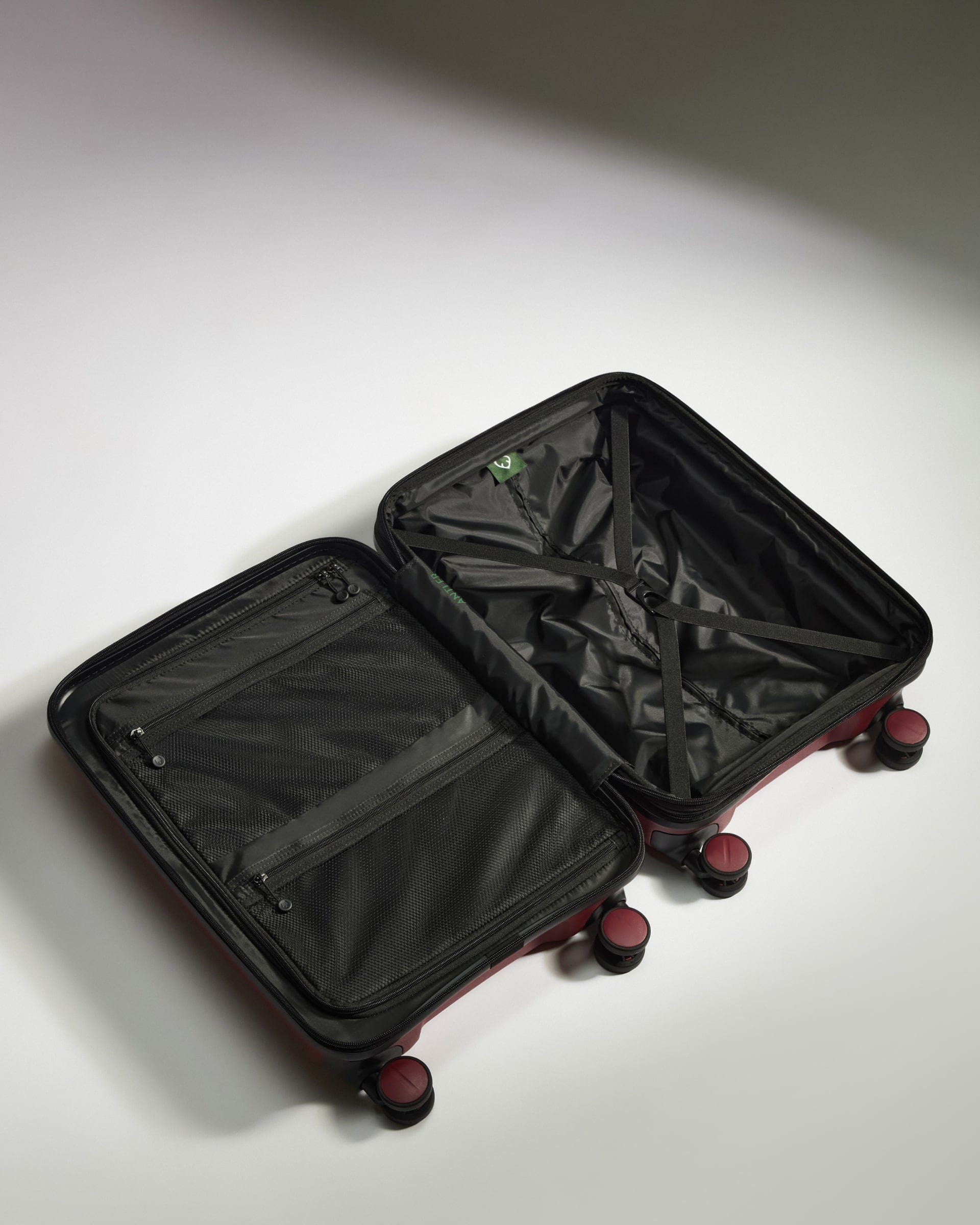 Antler Luggage -  Expandable Cabin Suitcase in Soft Red - Logo Stripe - Hard Suitcase - Expander Cabin Expandable Cabin Suitcase Red - Logo Stripe | Lightweight Hard Shell Luggage