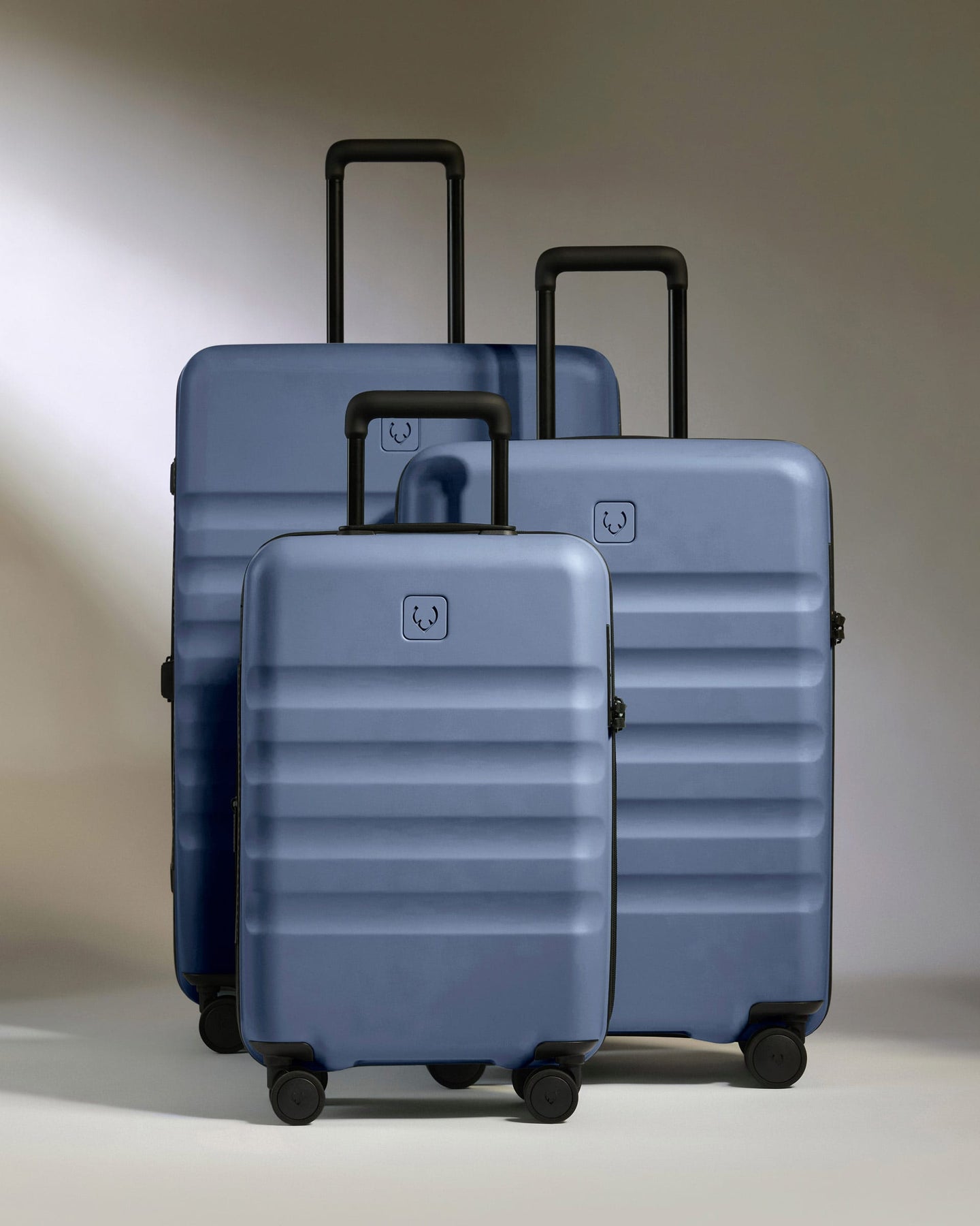 Antler Luggage -  Expandable Cabin Suitcase Set in Ocean Blue - Icon Stripe - Hard Suitcase - Expander Cabin Set Expander Cabin Suitcase Set in Blue - Icon Stripe | Lightweight & Hard Shell Suitcase