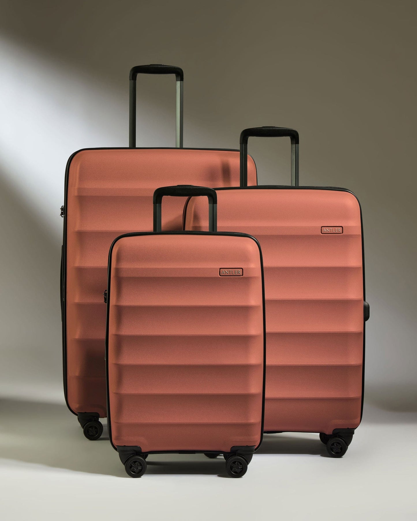 Antler Luggage -  Expandable Cabin Suitcase Set in Soft Orange- Juno - Hard Suitcase Expandable Cabin Suitcase Set in Soft Orange - Juno | Lightweight & Hard Shell Suitcase