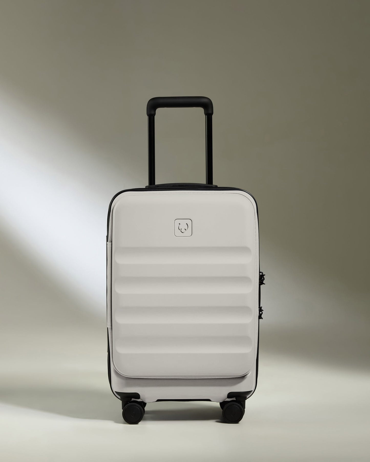 Antler Luggage -  Expandable Dual Opening Cabin Suitcase in Taupe - Icon Stripe - Expander Cabin Case | B1 4W Expandable Dual Opening Cabin Suitcase in Neutral - Icon Stripe | Hard Shell Suitcase