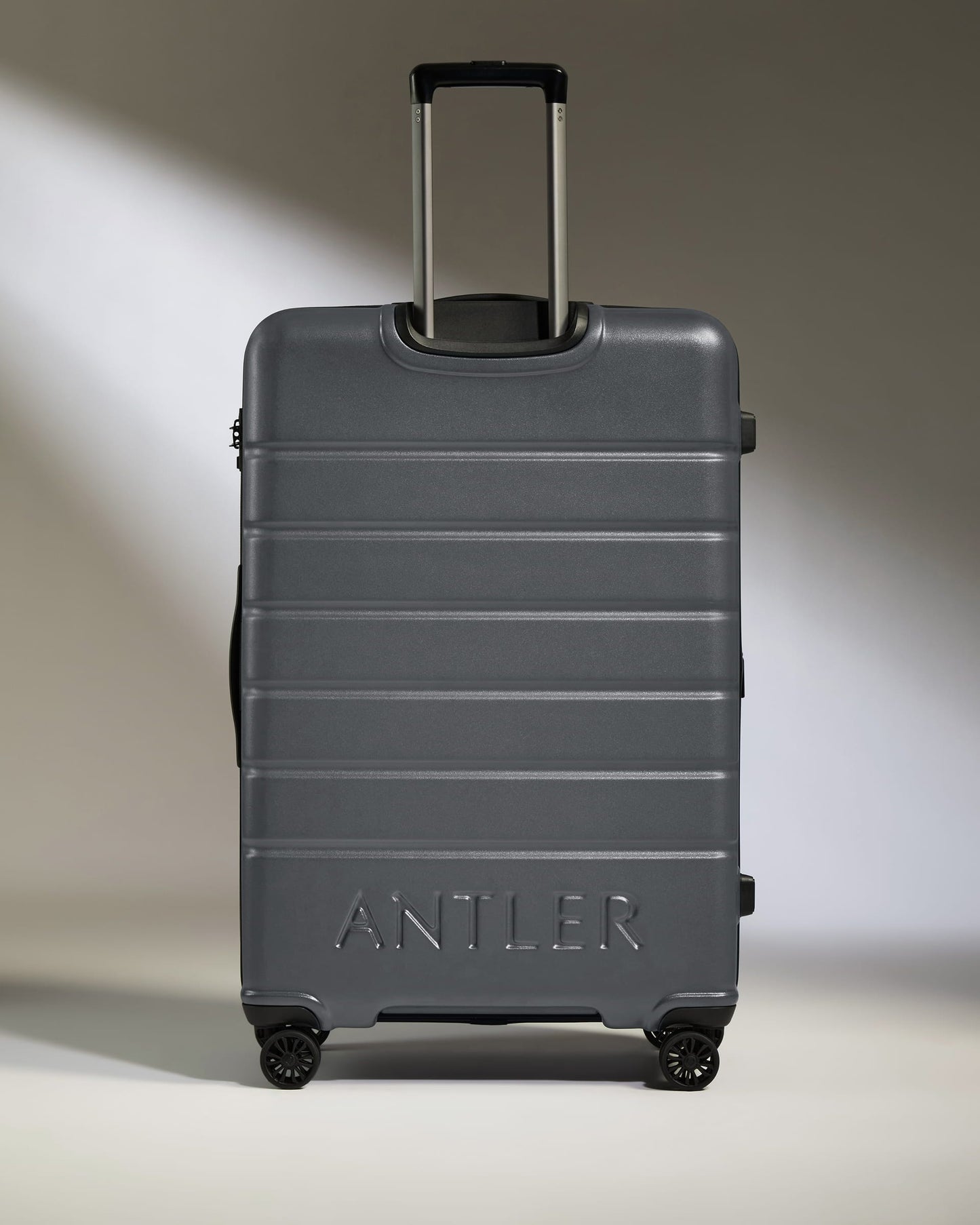 Antler Luggage -  Expandable Suitcase Set in Granite - Logo - Hard Suitcases Logo Set of 3 Suitcases Grey | Lightweight Hard Shell Luggage
