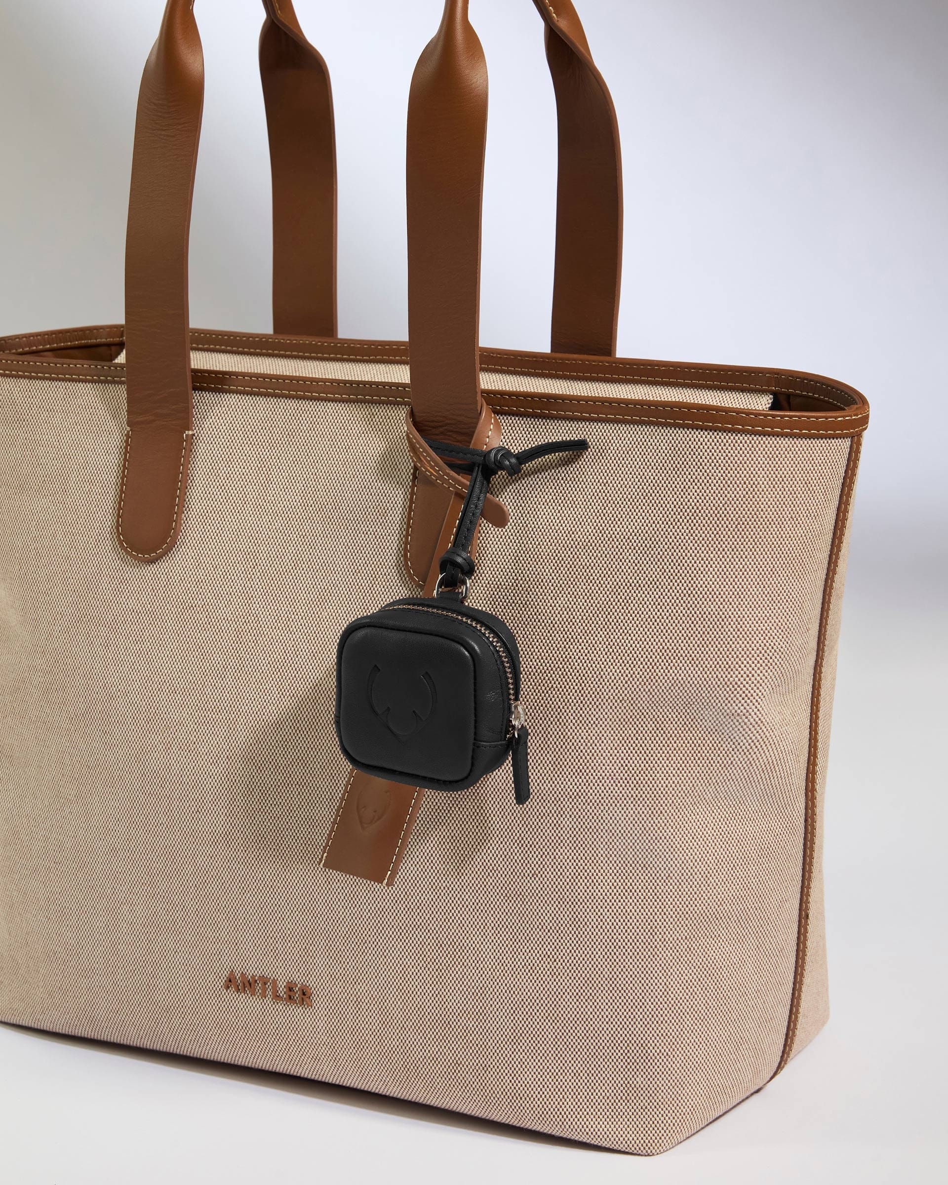 Antler Luggage -  Heritage Leather AirPods Case in Black - Airpod Case Leather Airpod Case in Black | Airpod Earbud Holder & Travel Accessories