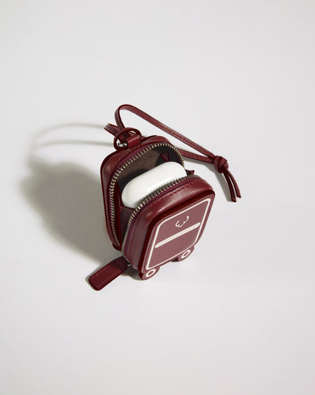 Antler Luggage -  Heritage Leather AirPods Case in Cedar Red - Airpod Case Leather Airpod Case in Red | Airpod Earbud Holder & Travel Accessories