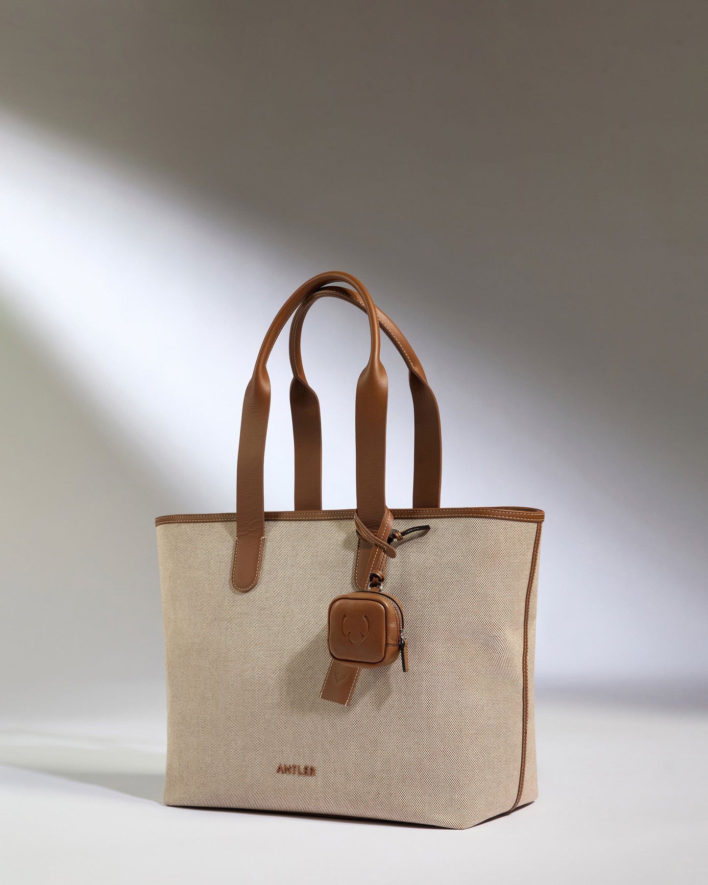 Antler Luggage -  Heritage Leather AirPods Case in Tan - Airpod Case Leather Airpod Case in Tan | Airpod Earbud Holder & Travel Accessories