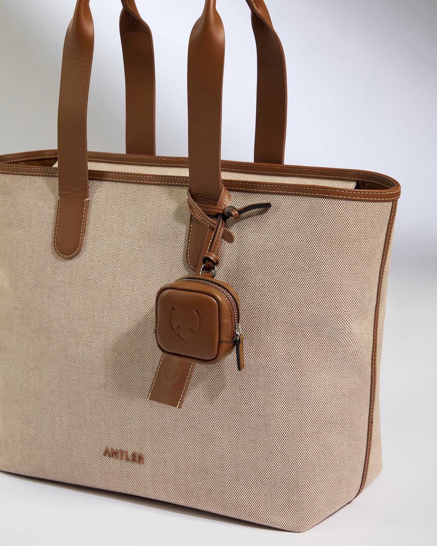 Antler Luggage -  Heritage Leather AirPods Case in Tan - Airpod Case Leather Airpod Case in Tan | Airpod Earbud Holder & Travel Accessories