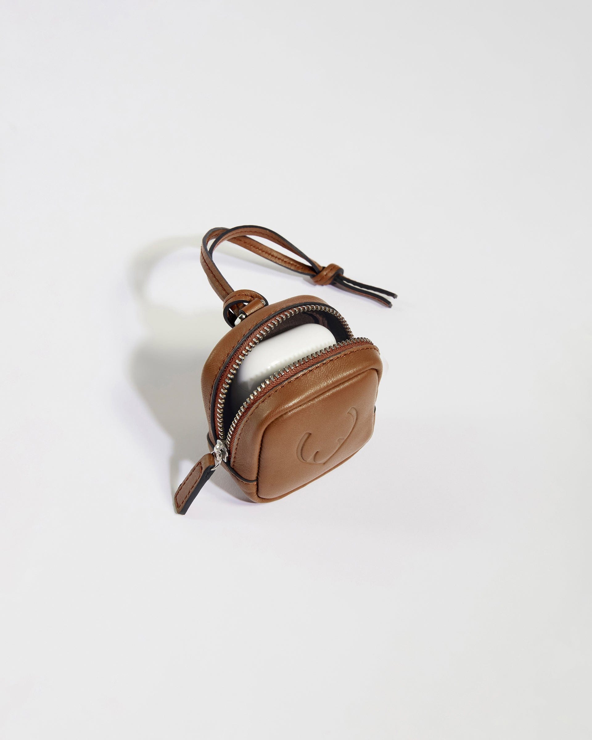 Antler Luggage -  Heritage Leather AirPods Case in Tan - Airpod Case Leather Airpod Case in Tan | Airpod Earbud Holder & Travel Accessories
