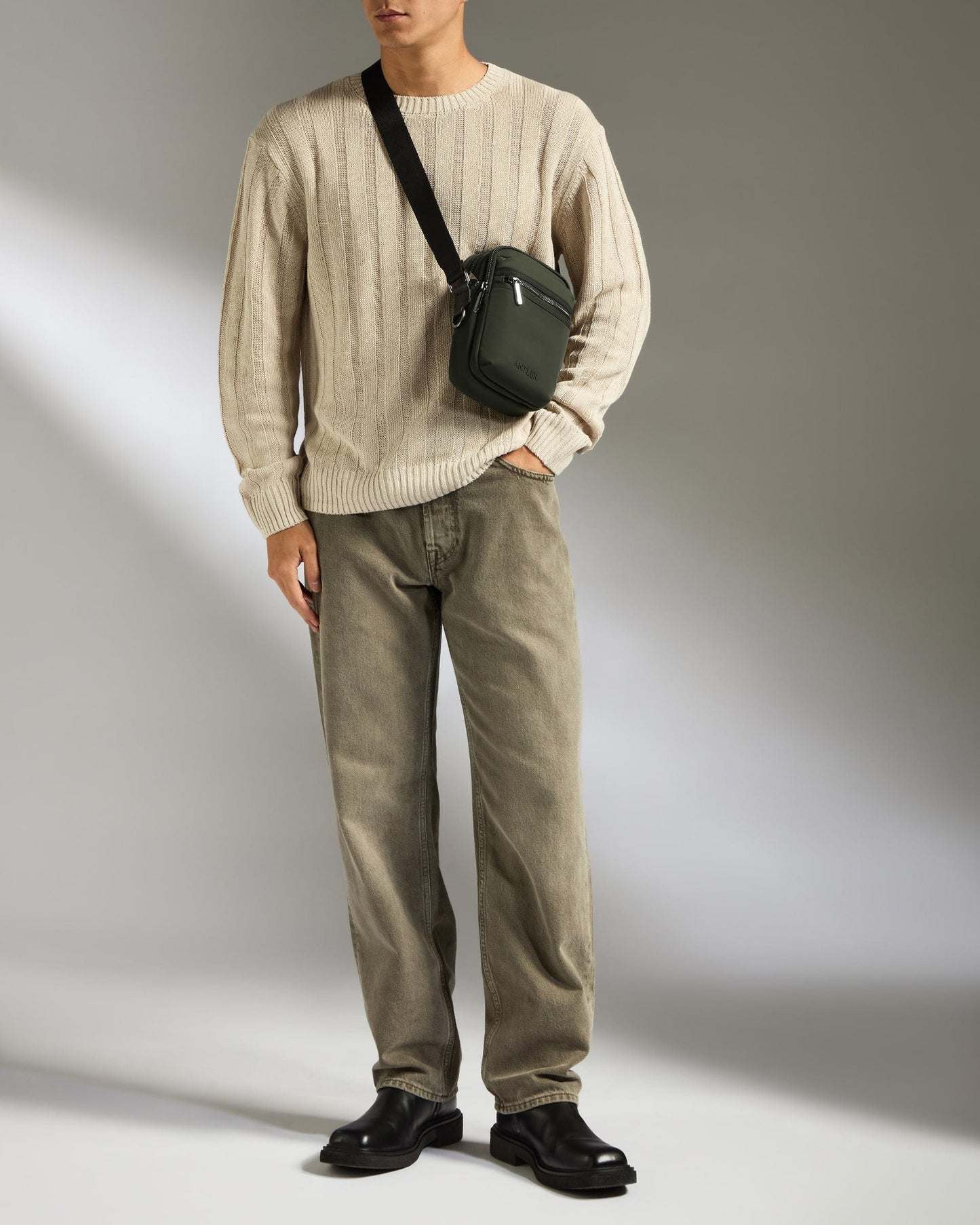 Antler Luggage -  Icon Crossbody Bag in Dark Khaki Green - Cross Body Bag Icon Crossbody Bag in Khaki Green | Travel Bag & Accessories