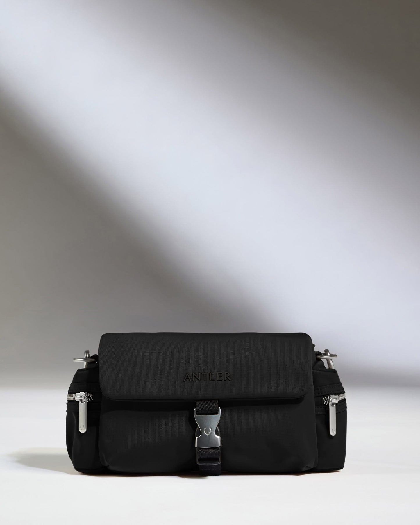 Antler Luggage -  Icon Mini Messenger in Black - Cross Body Bag Icon Mini Messenger in Black | Travel Bag | Canvas & Leather Bag
