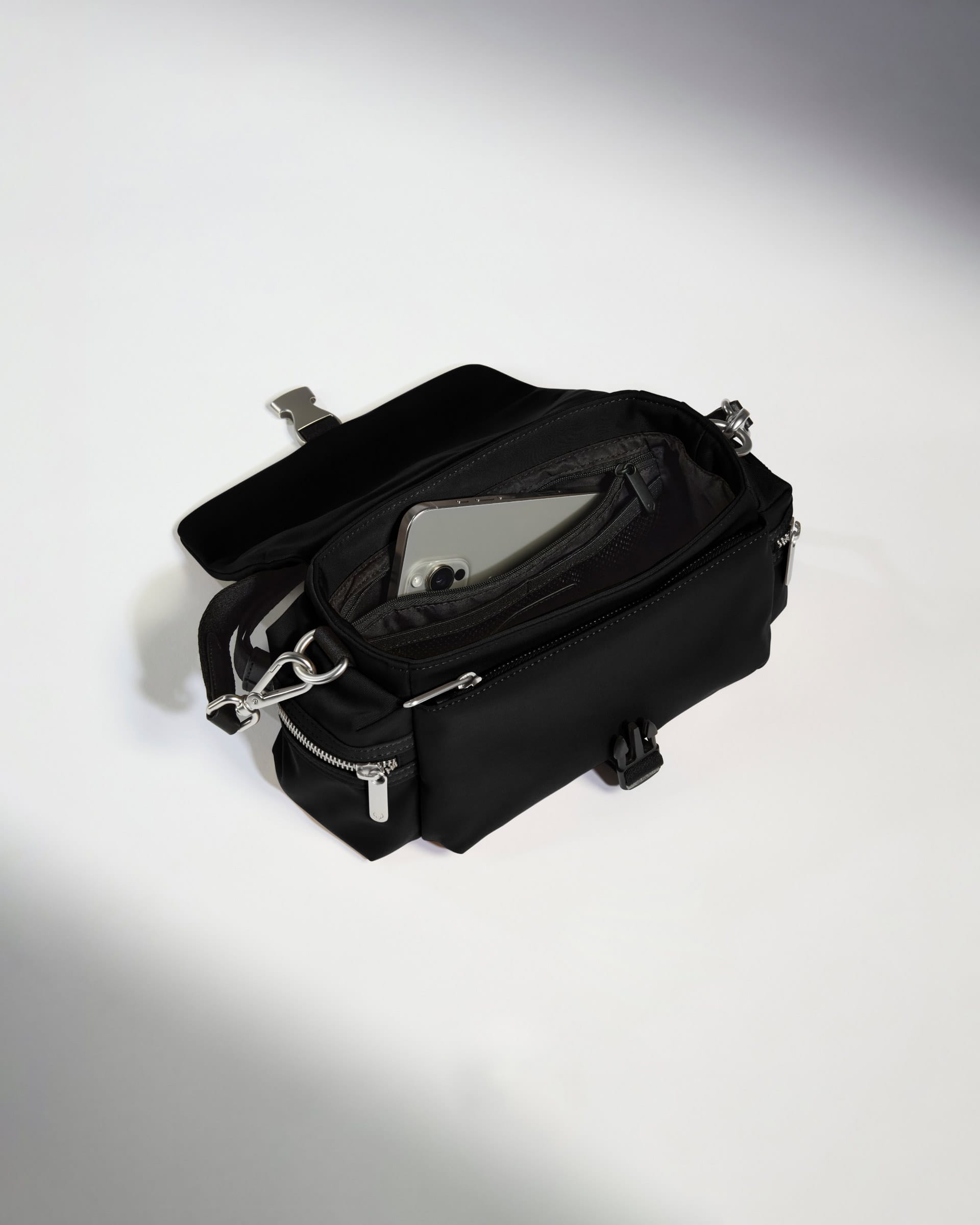Antler Luggage -  Icon Mini Messenger in Black - Cross Body Bag Icon Mini Messenger in Black | Travel Bag | Canvas & Leather Bag