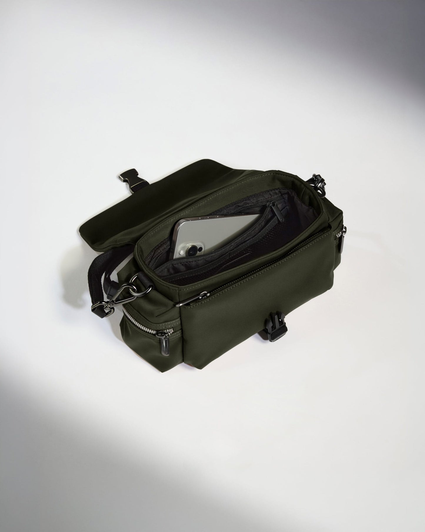Antler Luggage -  Icon Mini Messenger in Dark Khaki - Cross Body Bag Icon Mini Messenger in Khaki | Travel Bag | Canvas & Leather Bag