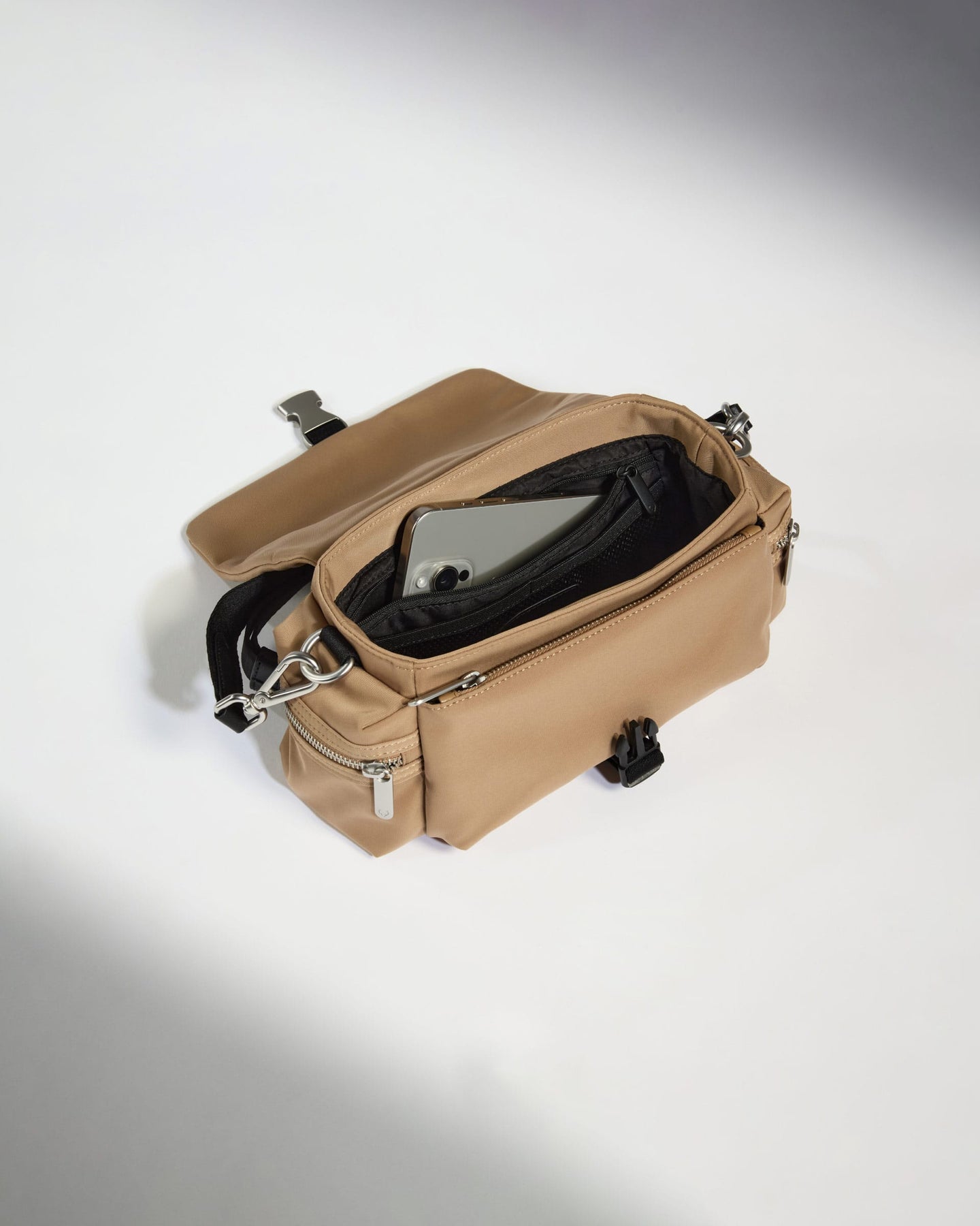 Antler Luggage -  Icon Mini Messenger in Sand - Cross Body Bag Icon Mini Messenger in Sand | Travel Bag | Canvas & Leather Bag