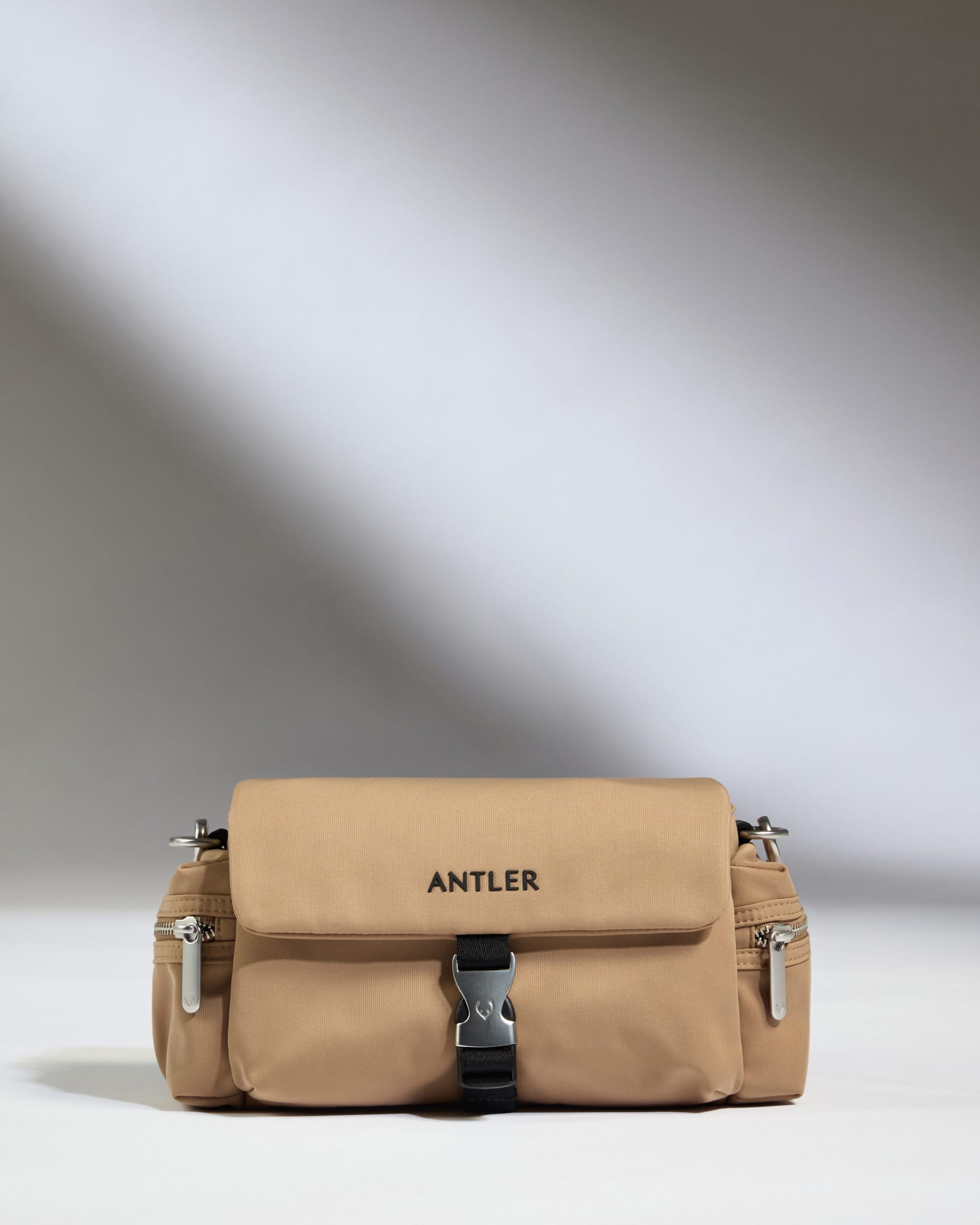 Antler Luggage -  Icon Mini Messenger in Sand - Cross Body Bag Icon Mini Messenger in Sand | Travel Bag | Canvas & Leather Bag
